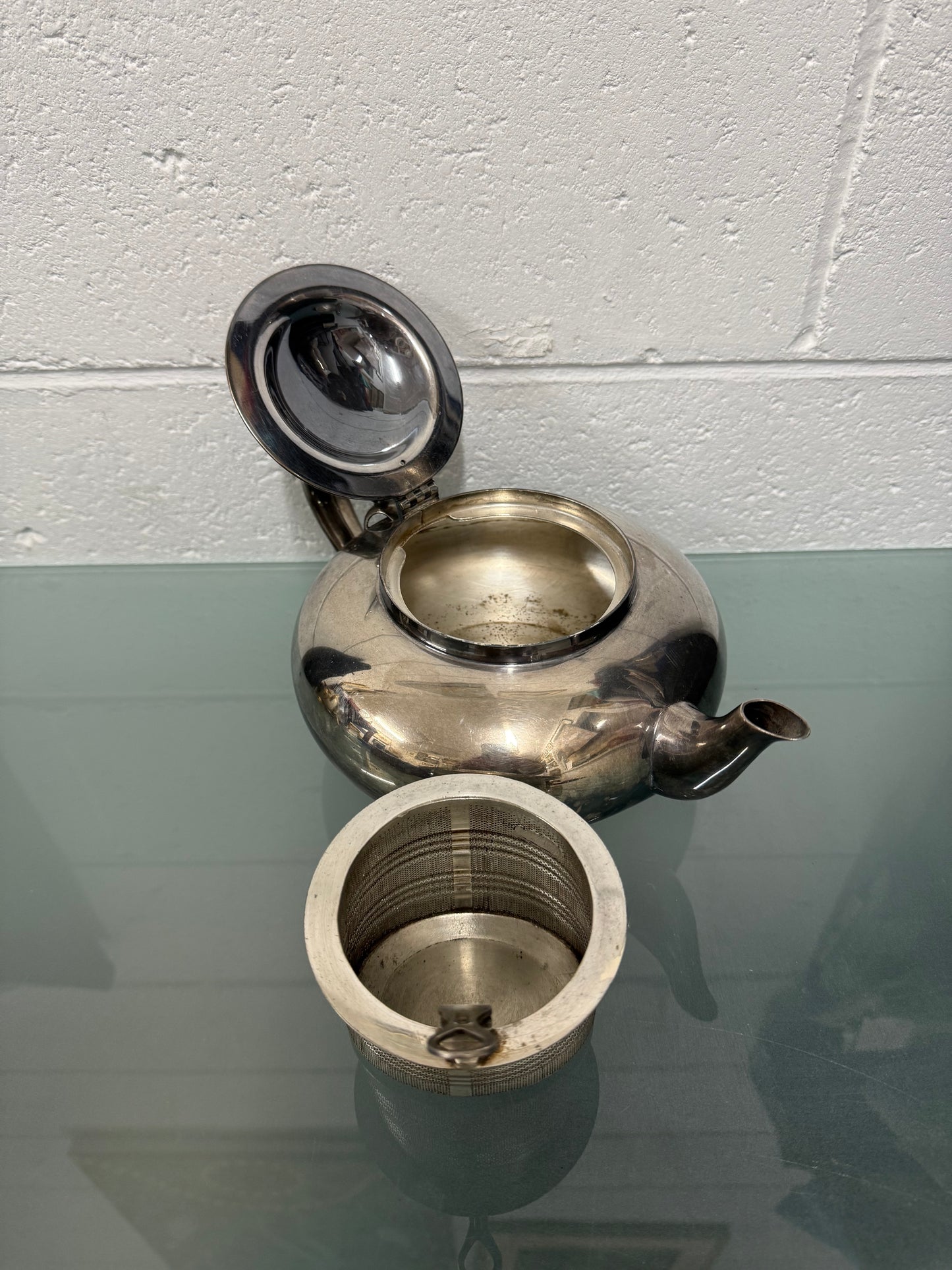 Vintage Heavy Silver Plate Robur Teapot & Infuser