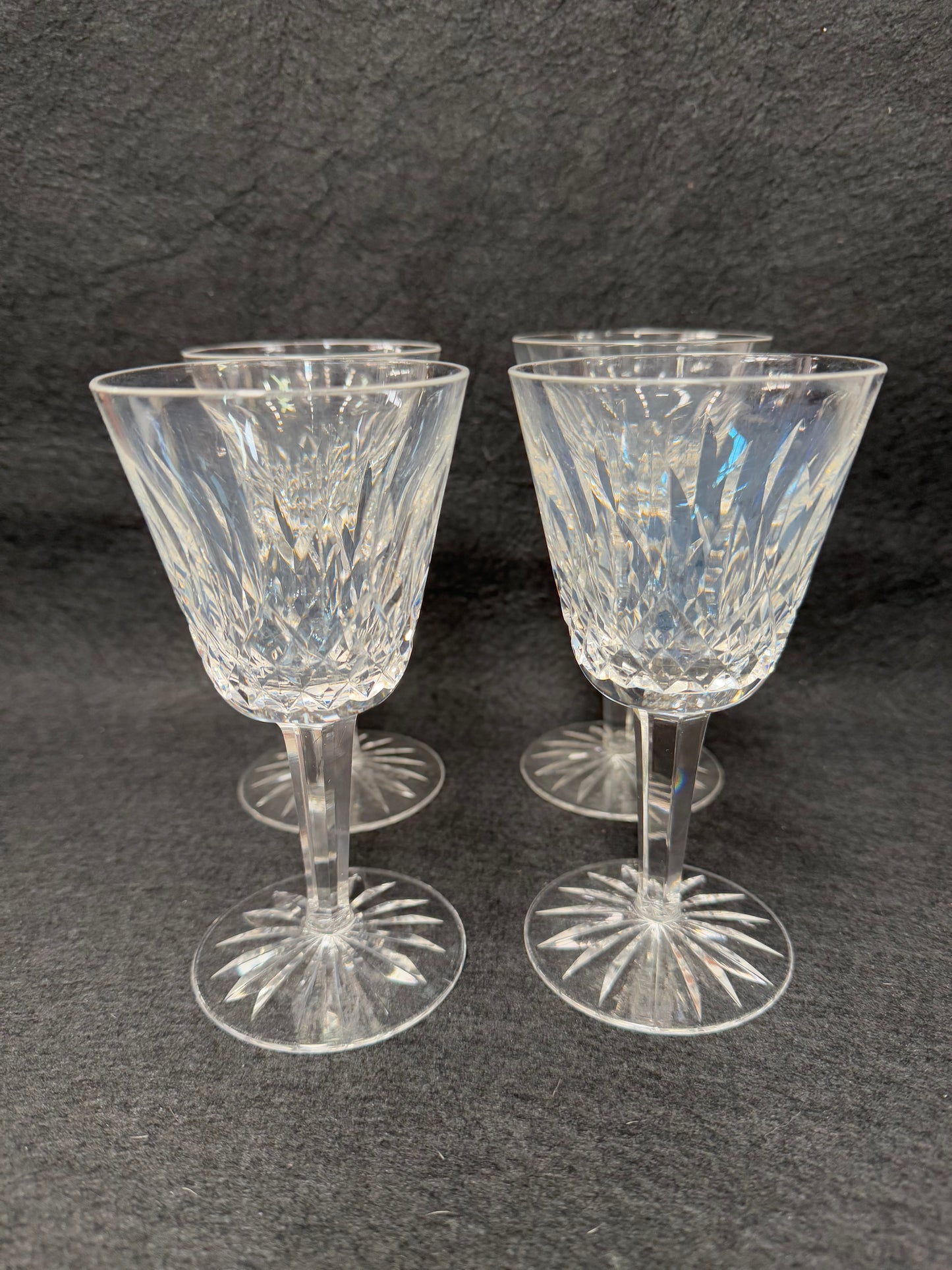 Set of Four Vintage Waterford Crystal Wine Glasses With Lismore Pattern