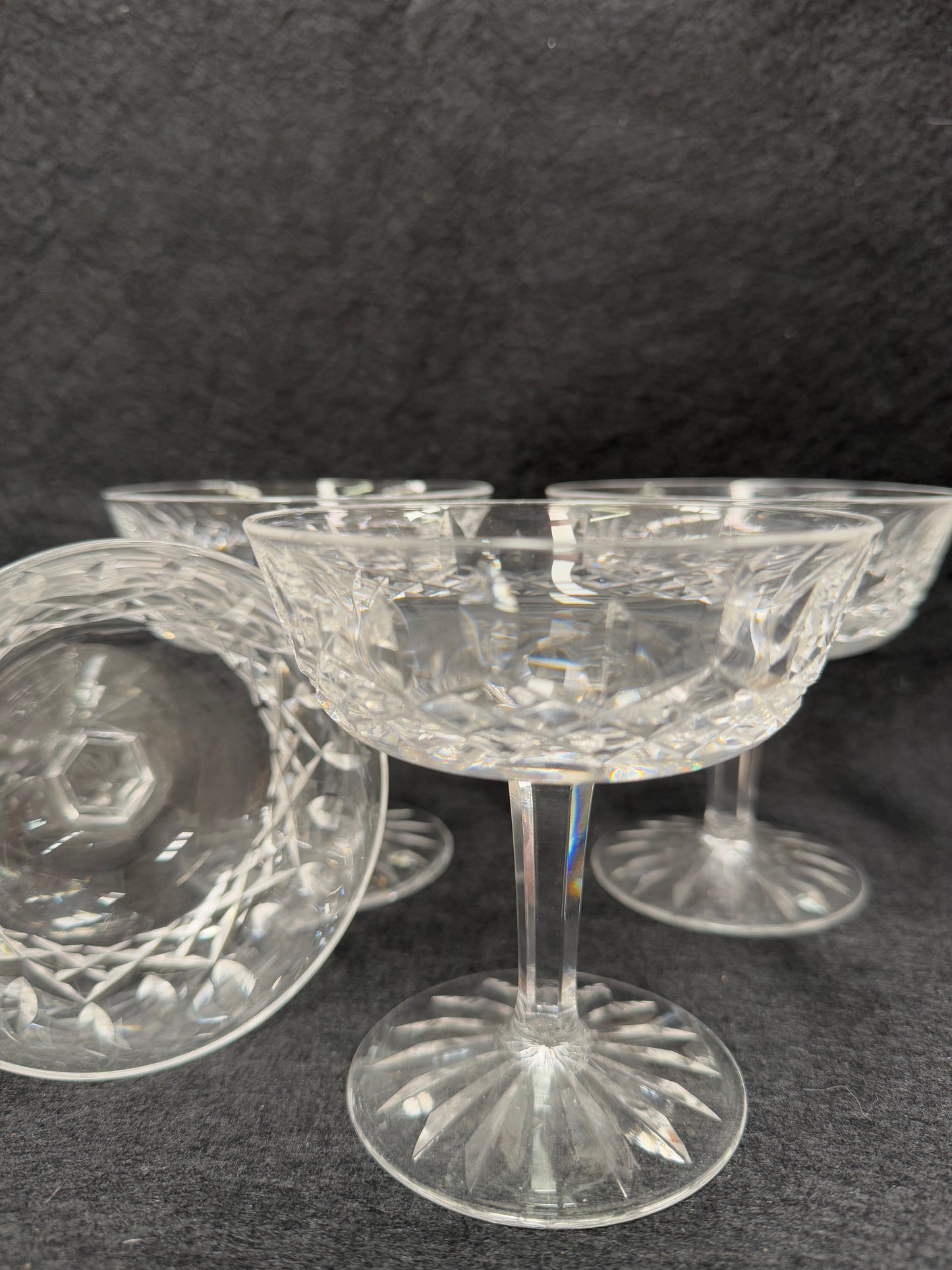 Set of 4 Vintage Waterford Crystal Champagne Glasses With Lismore Pattern