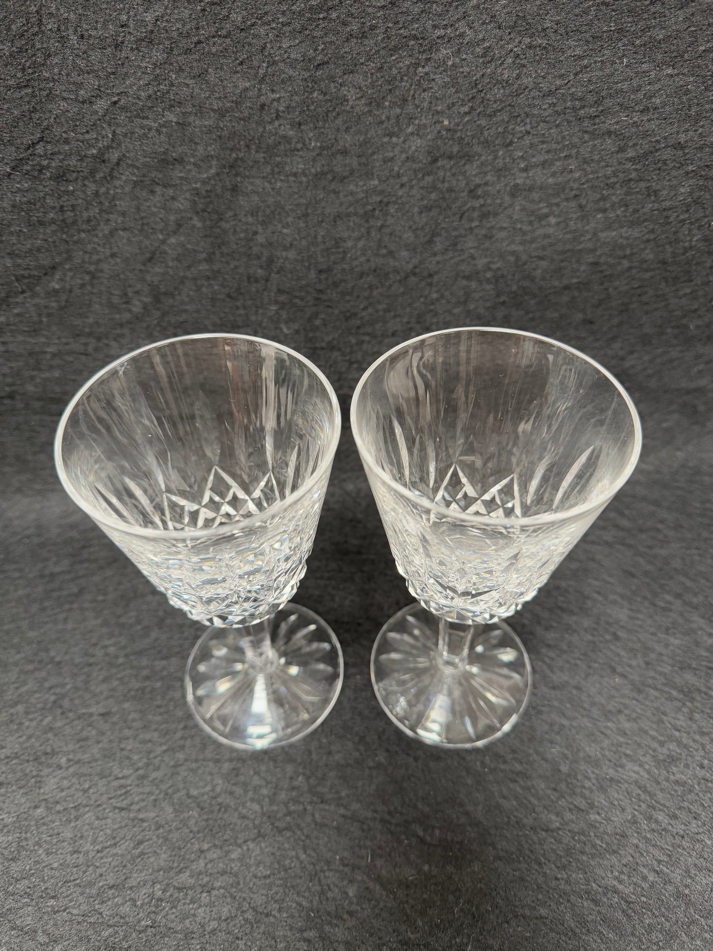 Set of Two Classic Vintage Waterford Crystal Goblets Lismore Pattern