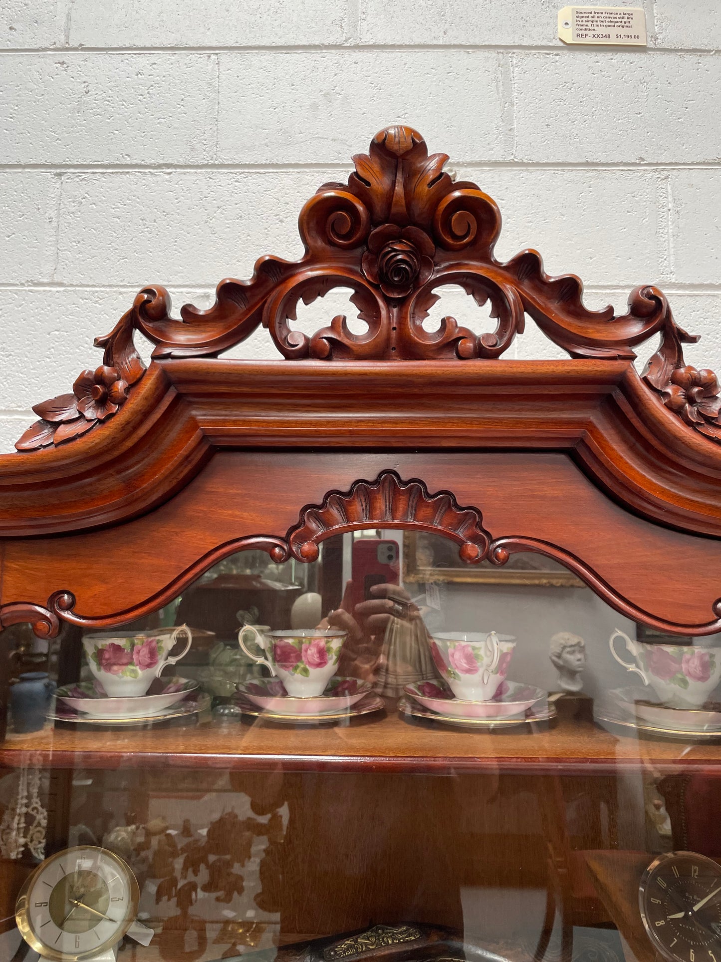 Outstanding French Mahogany sideboard of good small proportions. It has a lovely display area at the top and hidden storage at the bottom. In good restored condition. Circa 1860.