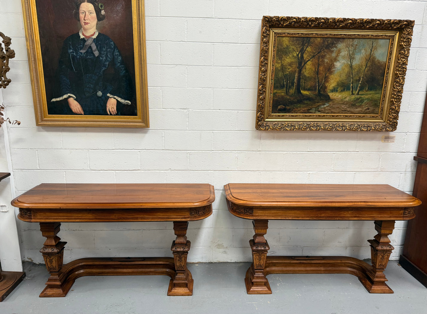 Hard to Find Nicely Carved Walnut Console Tables