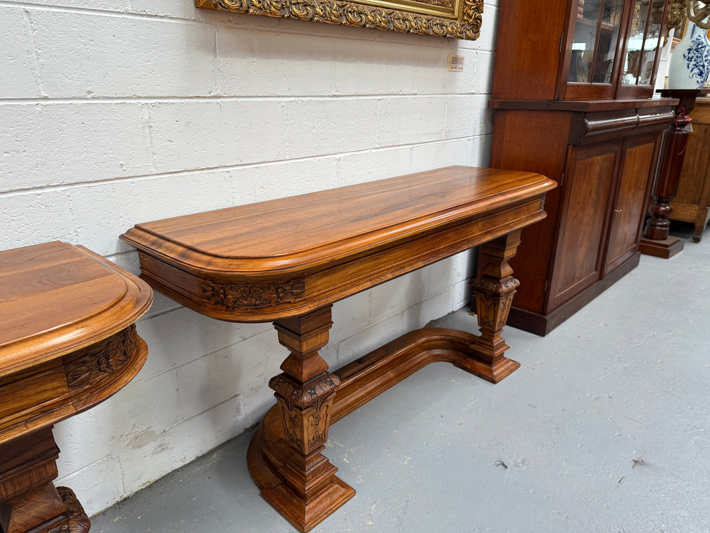 Hard to Find Nicely Carved Walnut Console Tables