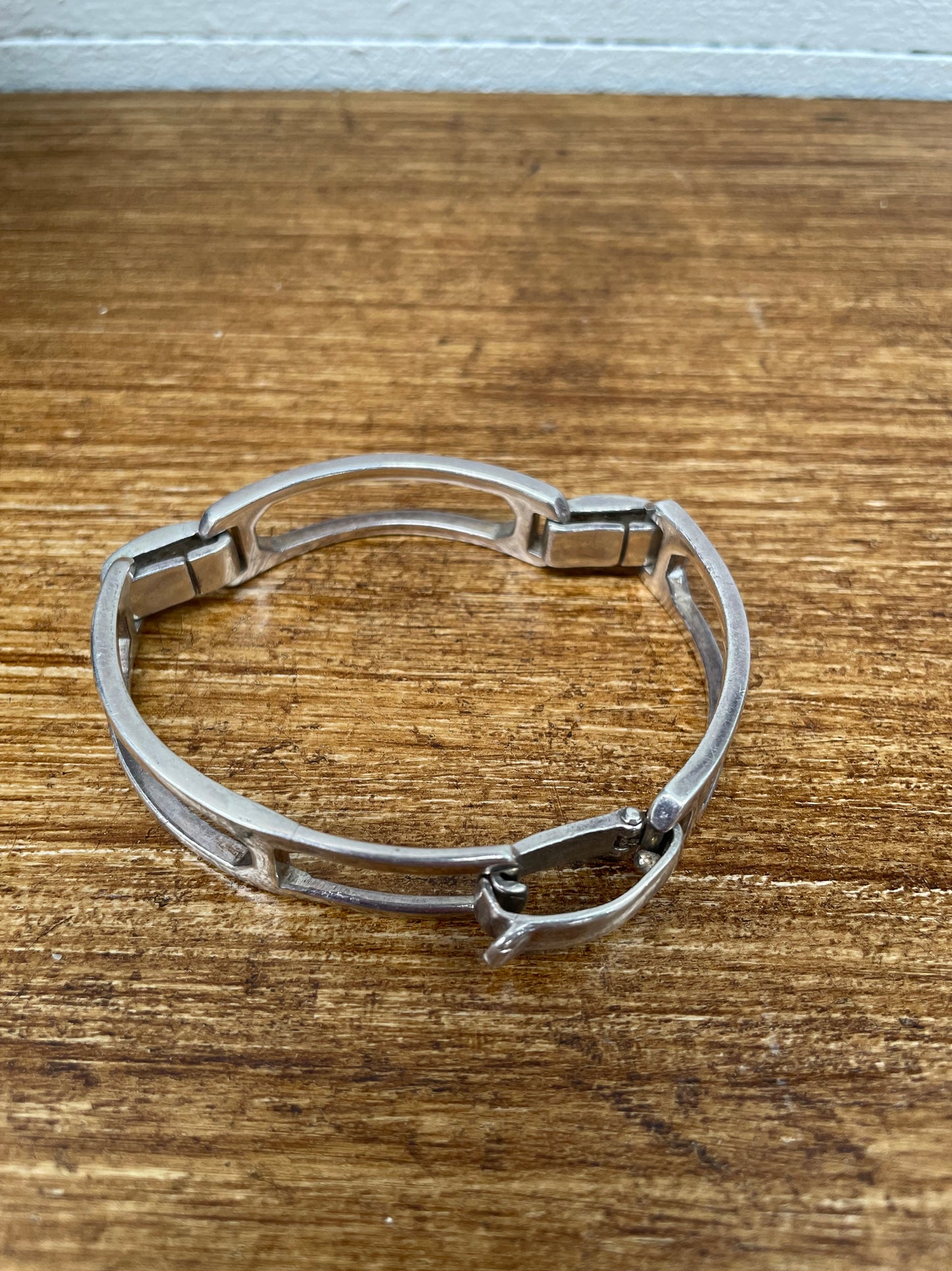 Heavy Mid Century Modern Sterling Silver Bracelet