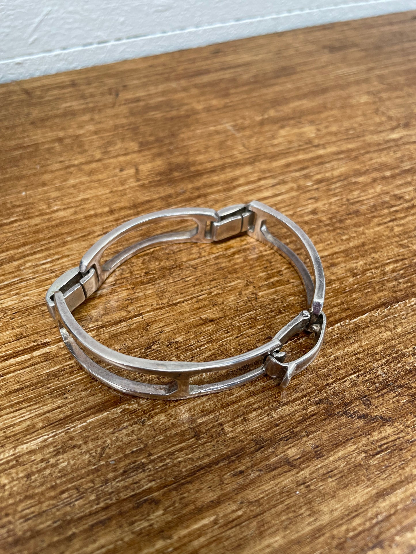 Heavy Mid Century Modern Sterling Silver Bracelet