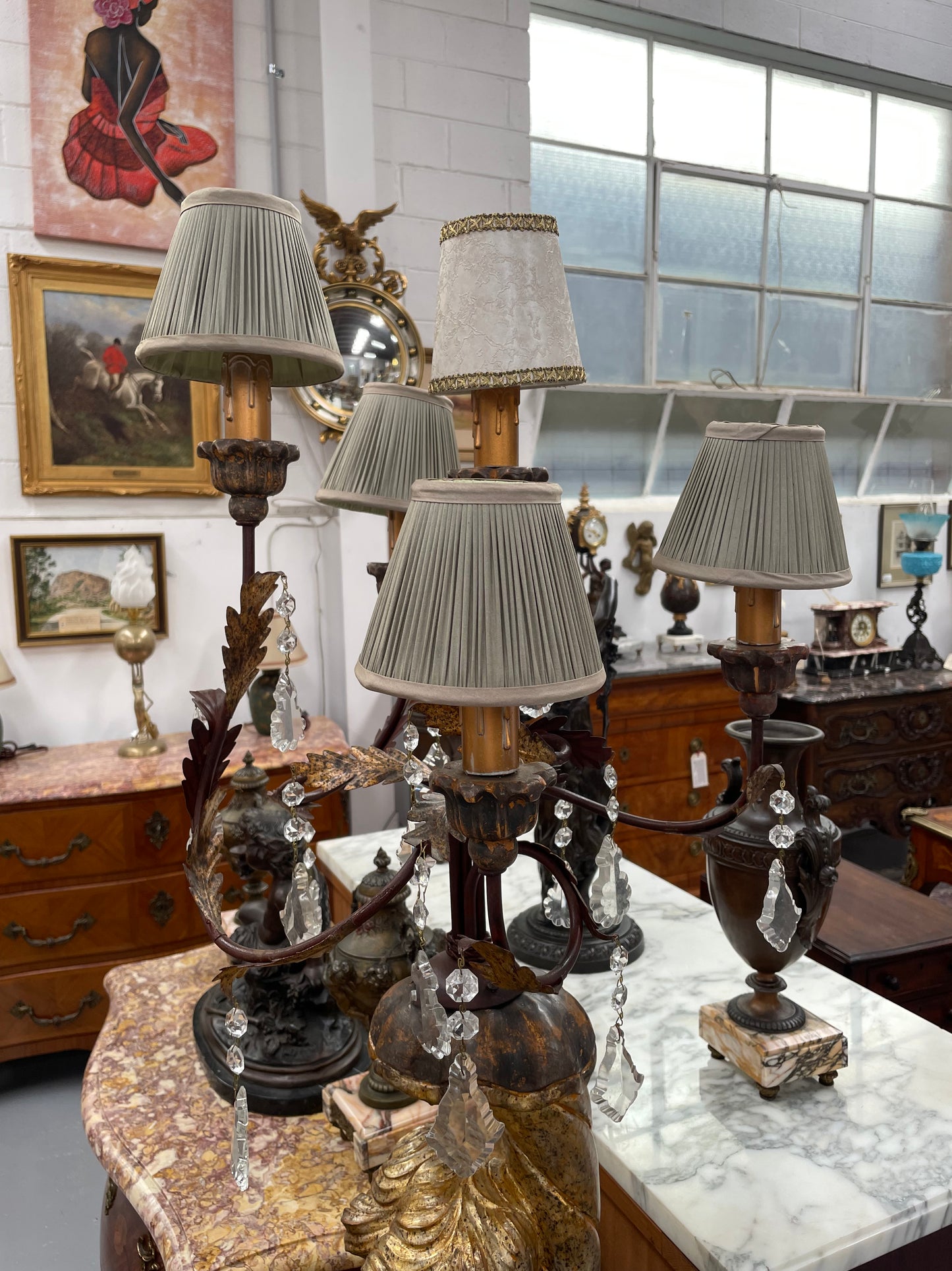 Late 19th Century Blackamoor Lamp With Crystal Drops