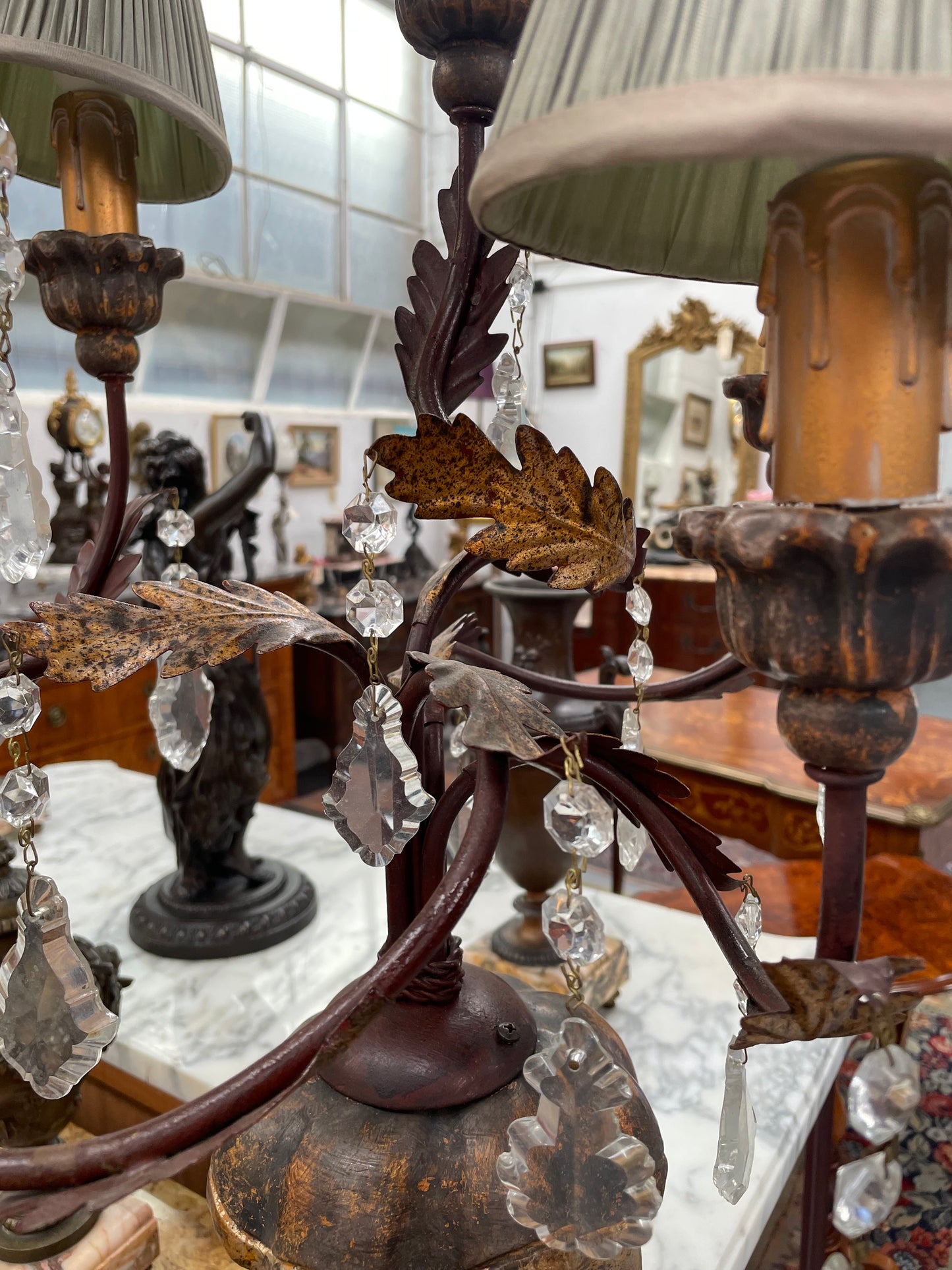 Late 19th Century Blackamoor Lamp With Crystal Drops