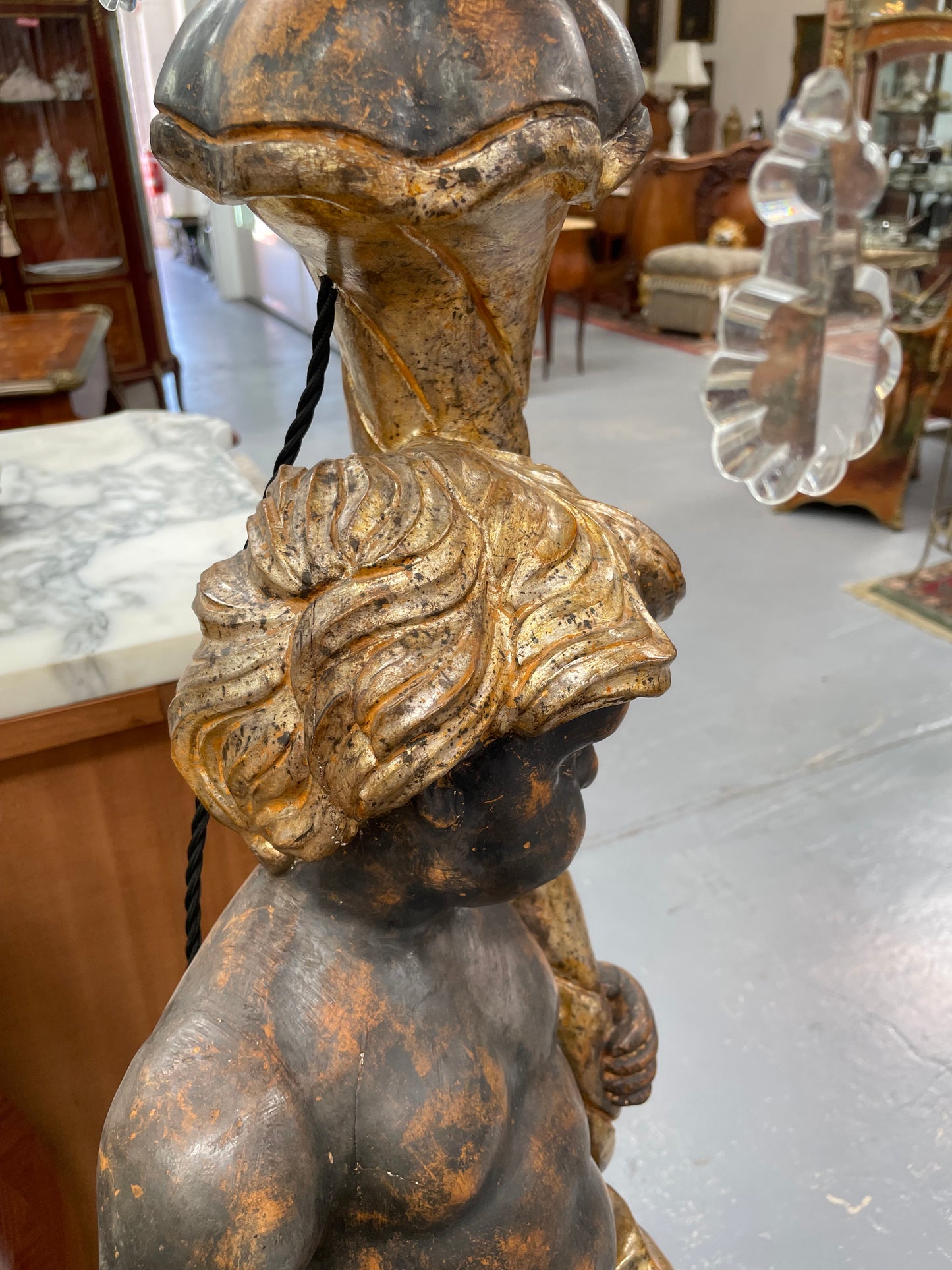 Late 19th Century Blackamoor Lamp With Crystal Drops