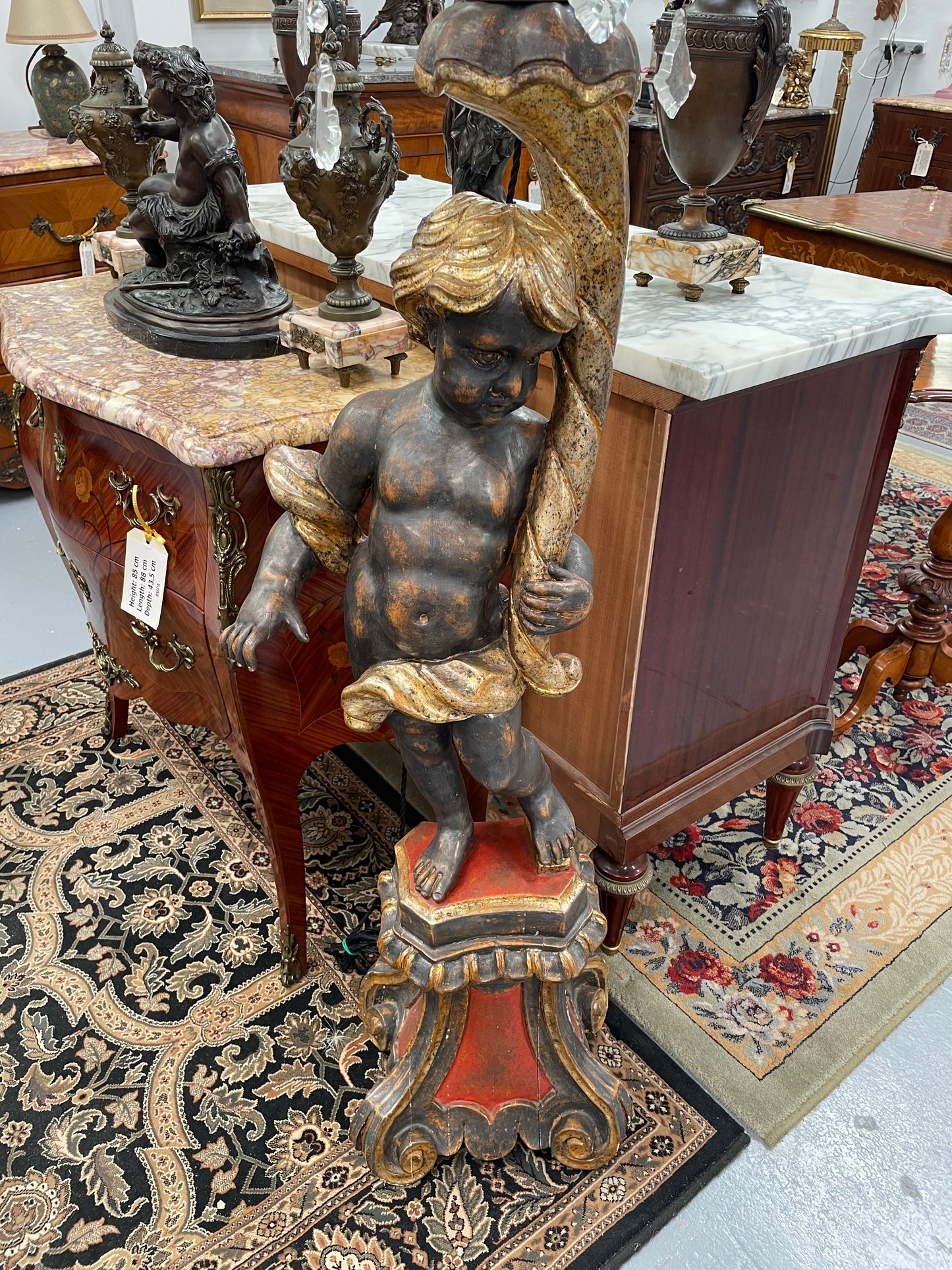 Late 19th Century Blackamoor Lamp With Crystal Drops