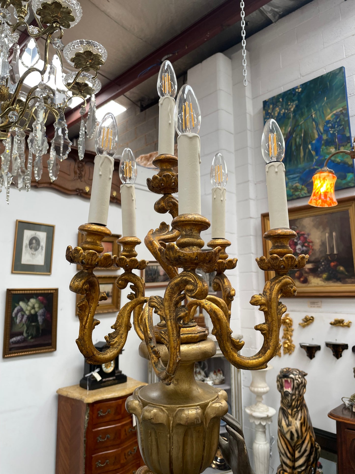 Late 19th Century Gilt Over Carved Wood Blackamoor Floor Lamp