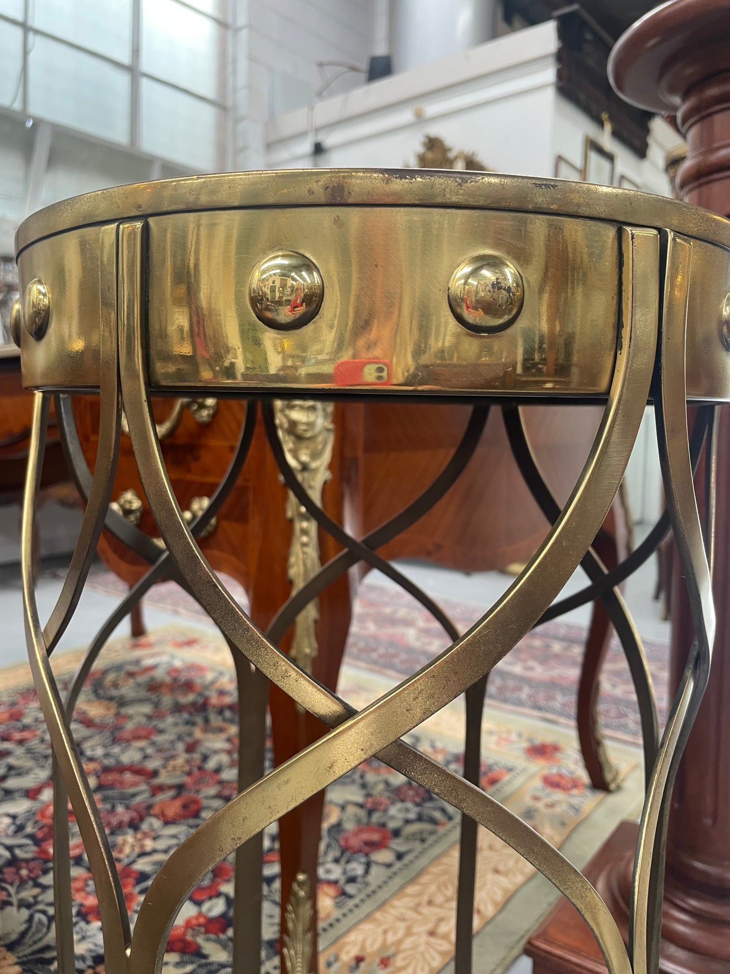 Impressive French Arts & Crafts Tall Brass Planter Stand