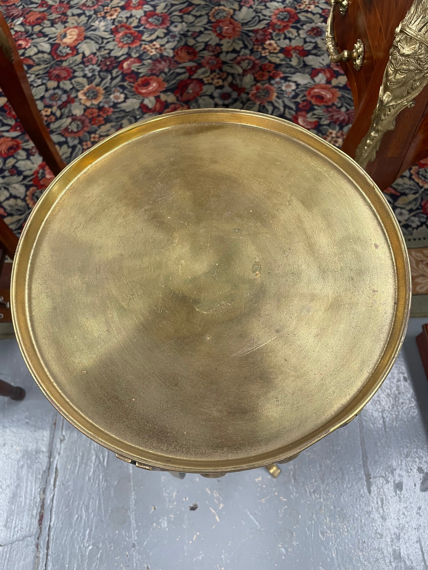Impressive French Arts & Crafts Tall Brass Planter Stand
