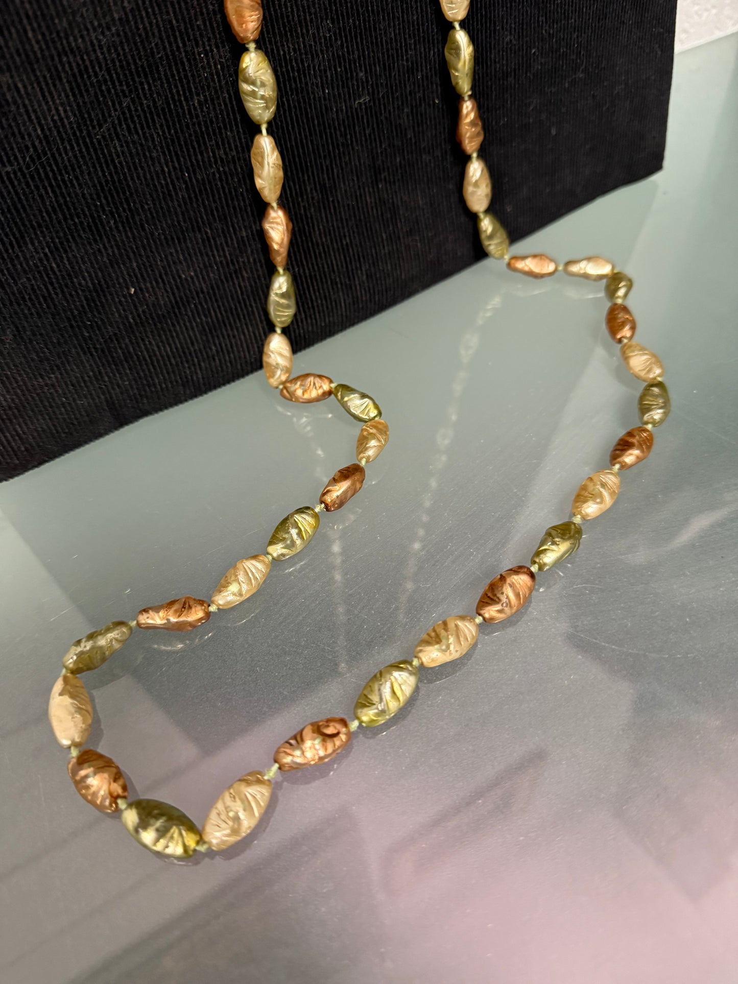 Long Vintage Faux Tahitian Pearl Necklace