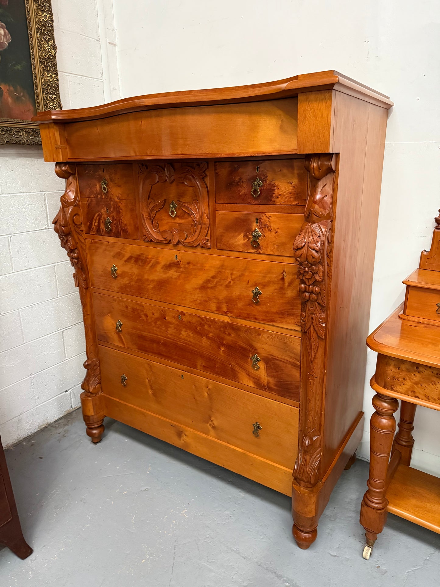 Antique Victorian Huon Pine Bedroom Suite Includes Dressing Table, Wardrobe & Chest of Drawers