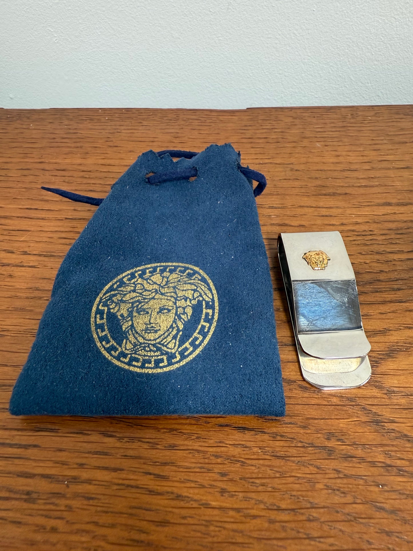 Versace Style Stainless Steel & 18k Money Clip