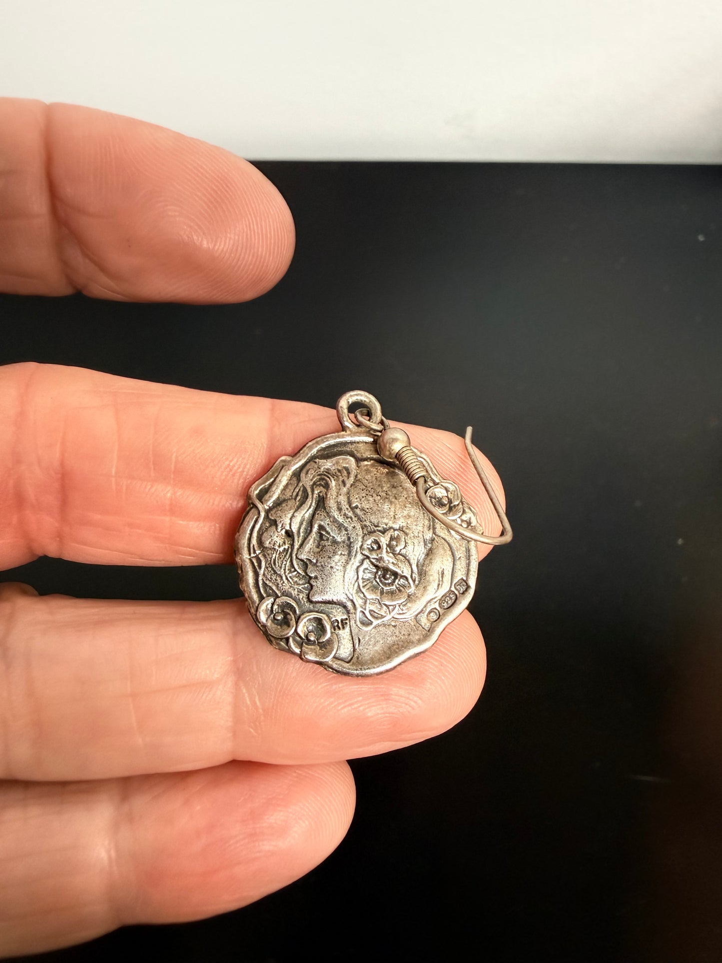 Pair Vintage Art Nouveau Silver (925) Earrings