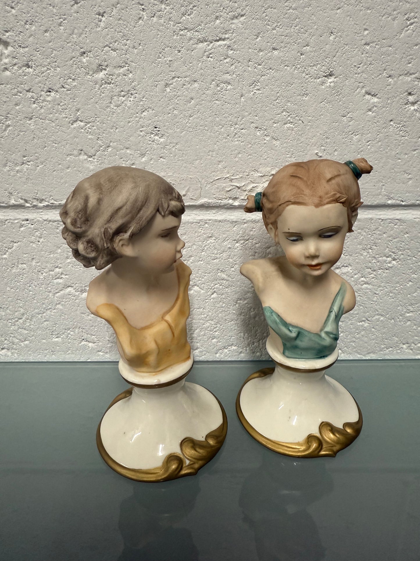 Pair Vintage Capodimonte Art Nouveau Style Busts