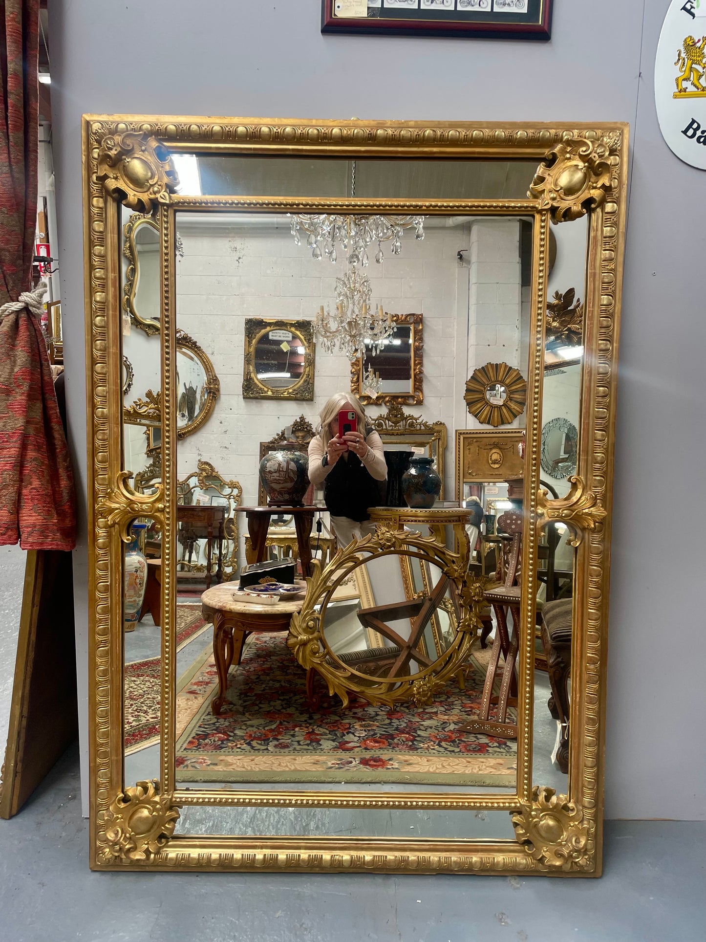Large French 19th Century Cushion Mirror