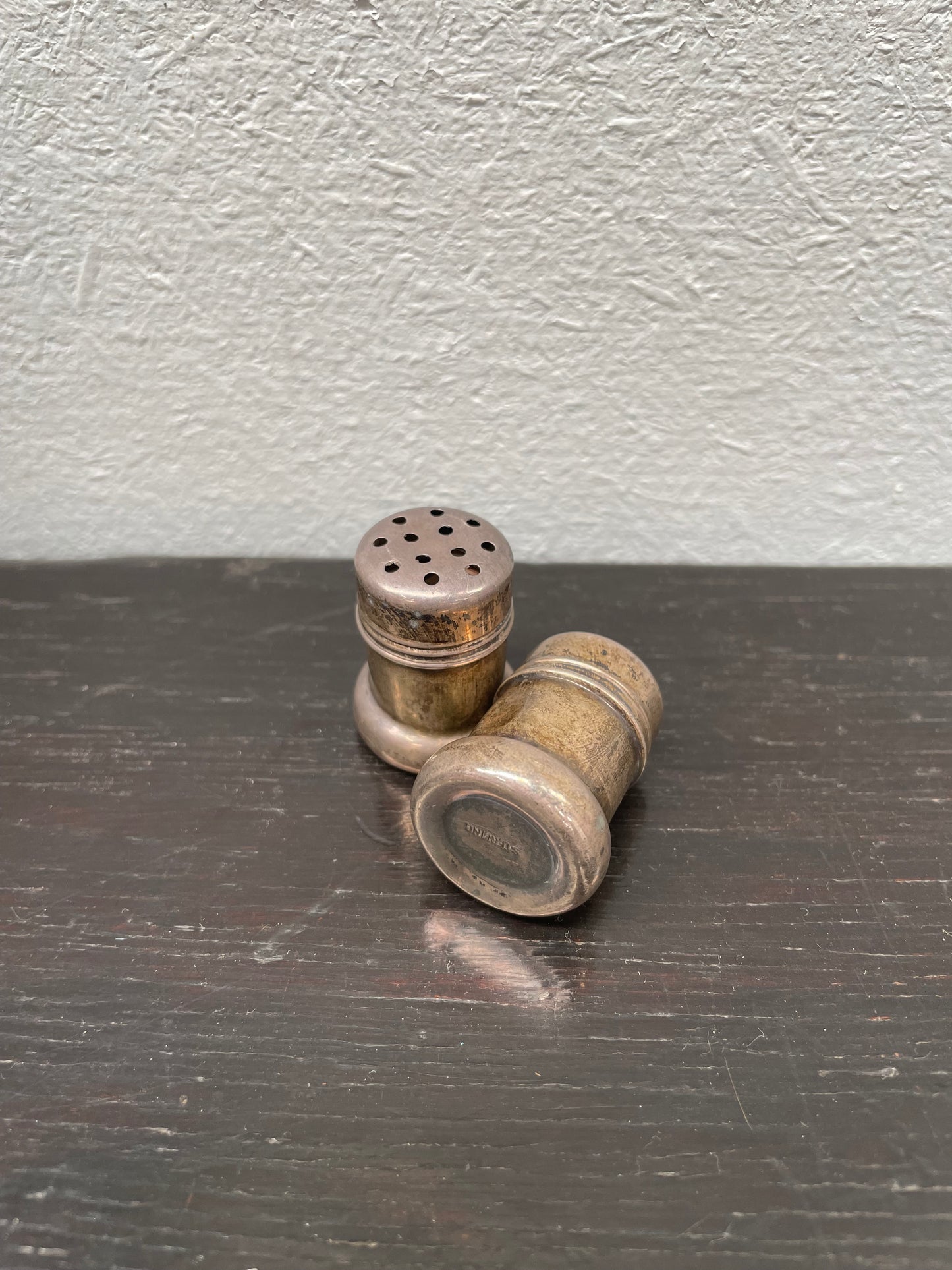 Pair Of Sterling Silver Salt & Pepper Miniature Shakers