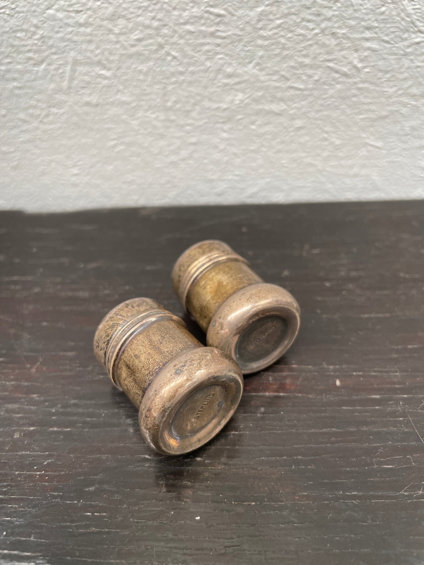 Pair Of Sterling Silver Salt & Pepper Miniature Shakers