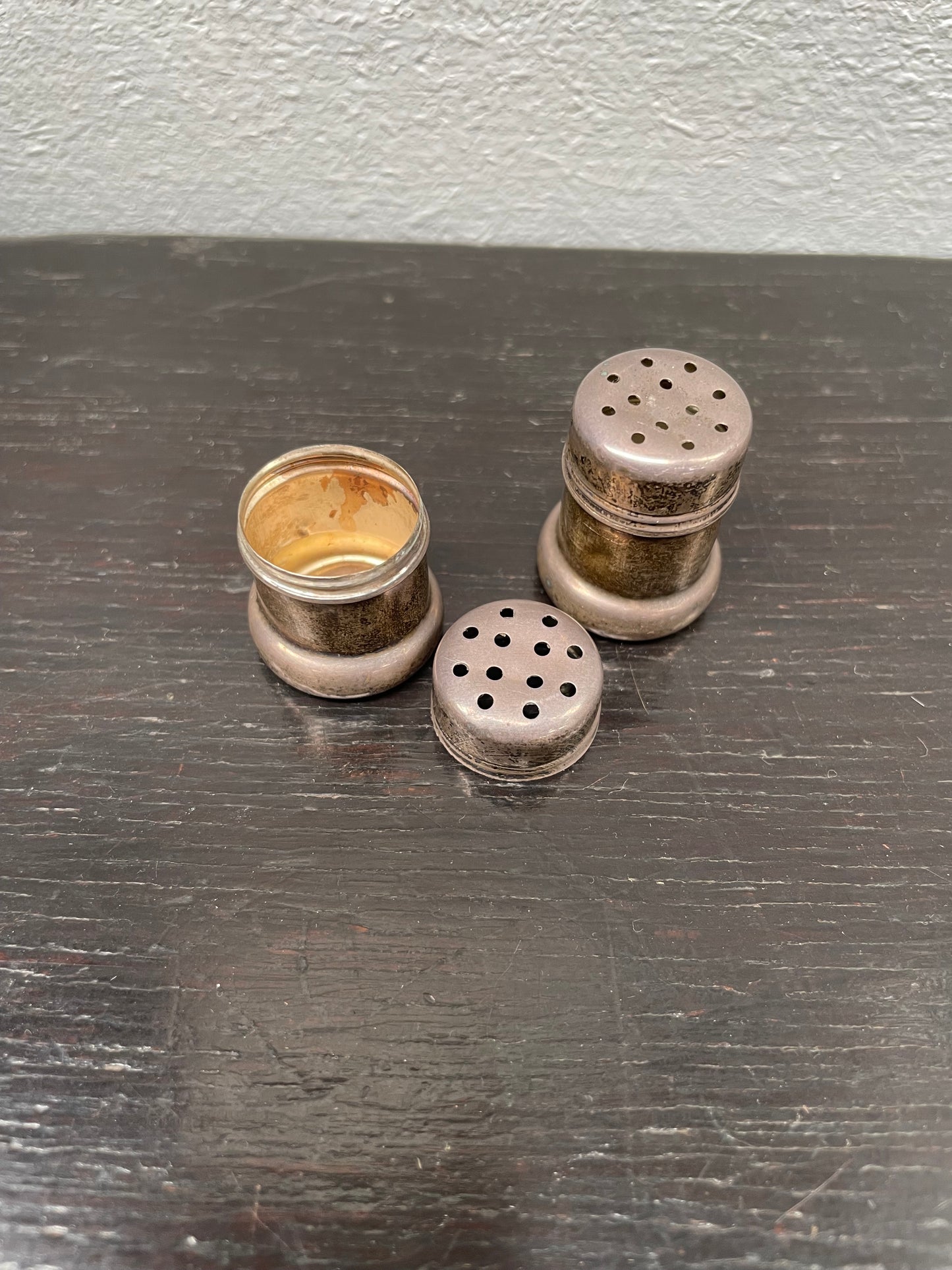 Pair Of Sterling Silver Salt & Pepper Miniature Shakers