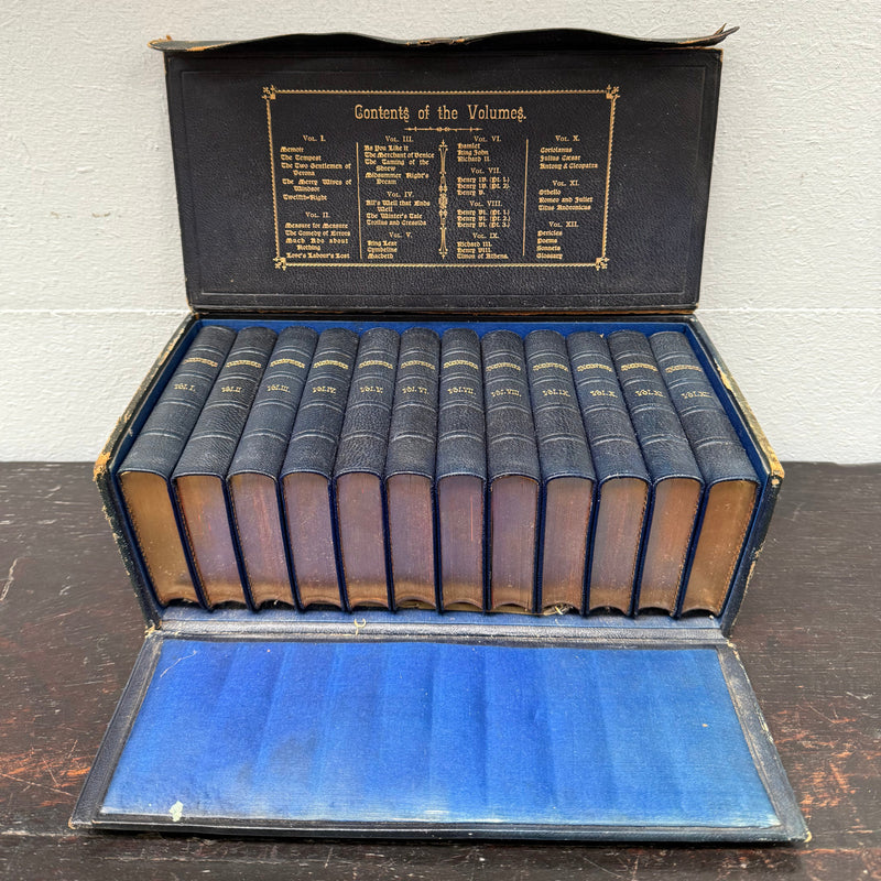 Rare Set of the Complete Works of Shakespeare 12 Volumes in Leather Presentation Case