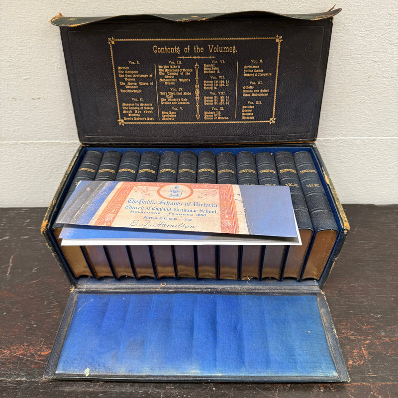 Rare Set of the Complete Works of Shakespeare 12 Volumes in Leather Presentation Case