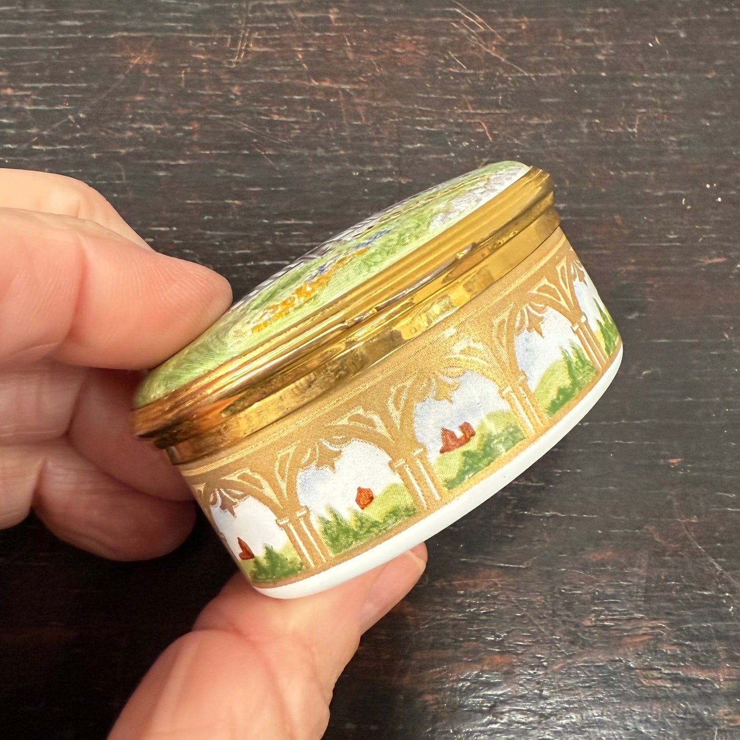Royale Stratford Enamel On Copper Covered Box Hand Painted Lid Of Shakespeare Birthplace