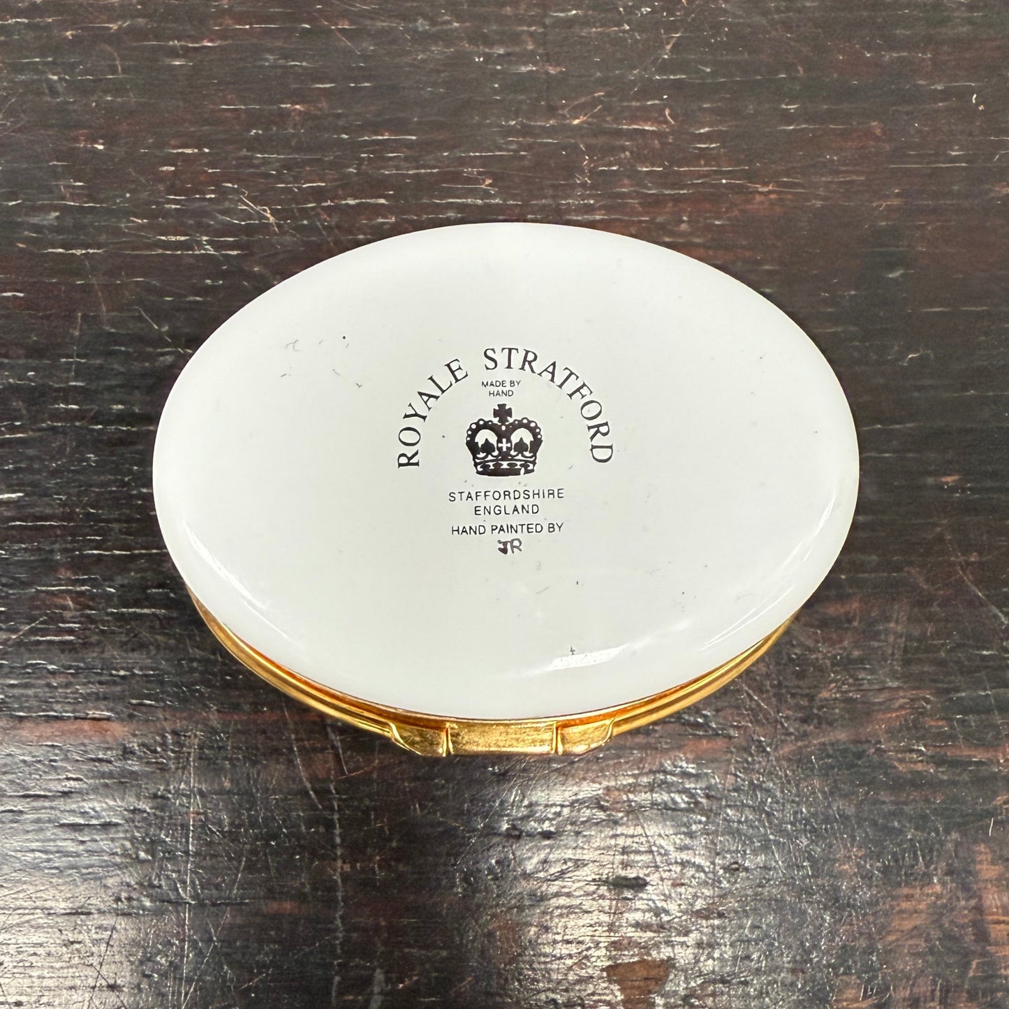 Royale Stratford Enamel On Copper Covered Box Hand Painted Lid Of Shakespeare Birthplace