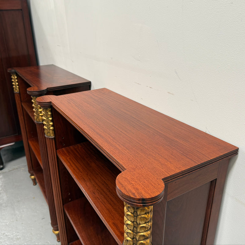 Very Attractive Pair Vintage Louis XVI Diminutive Mahogany Bookshelves
