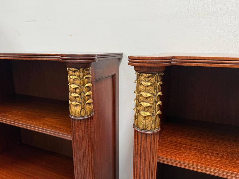 Very Attractive Pair Vintage Louis XVI Diminutive Mahogany Bookshelves