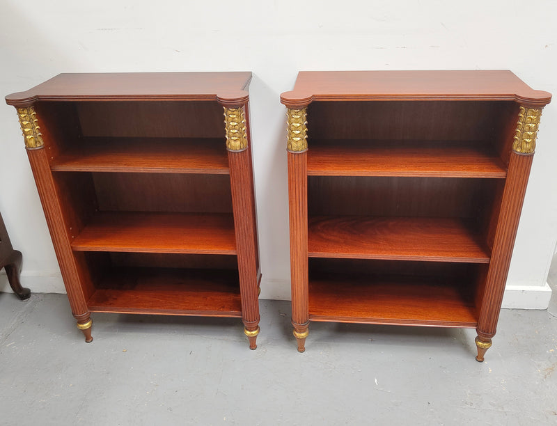 Very Attractive Pair Vintage Louis XVI Diminutive Mahogany Bookshelves