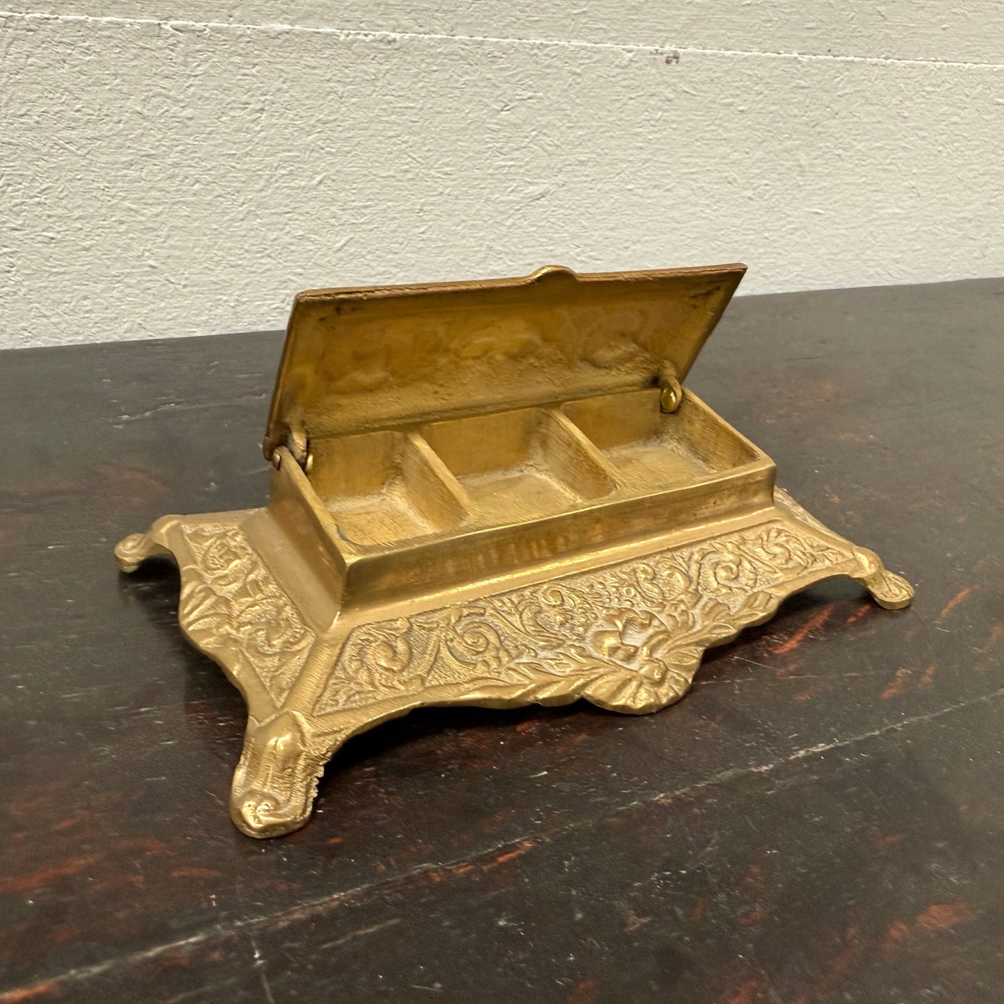 Victorian Style Brass & Gilt Stamp Holder Circa 1950s