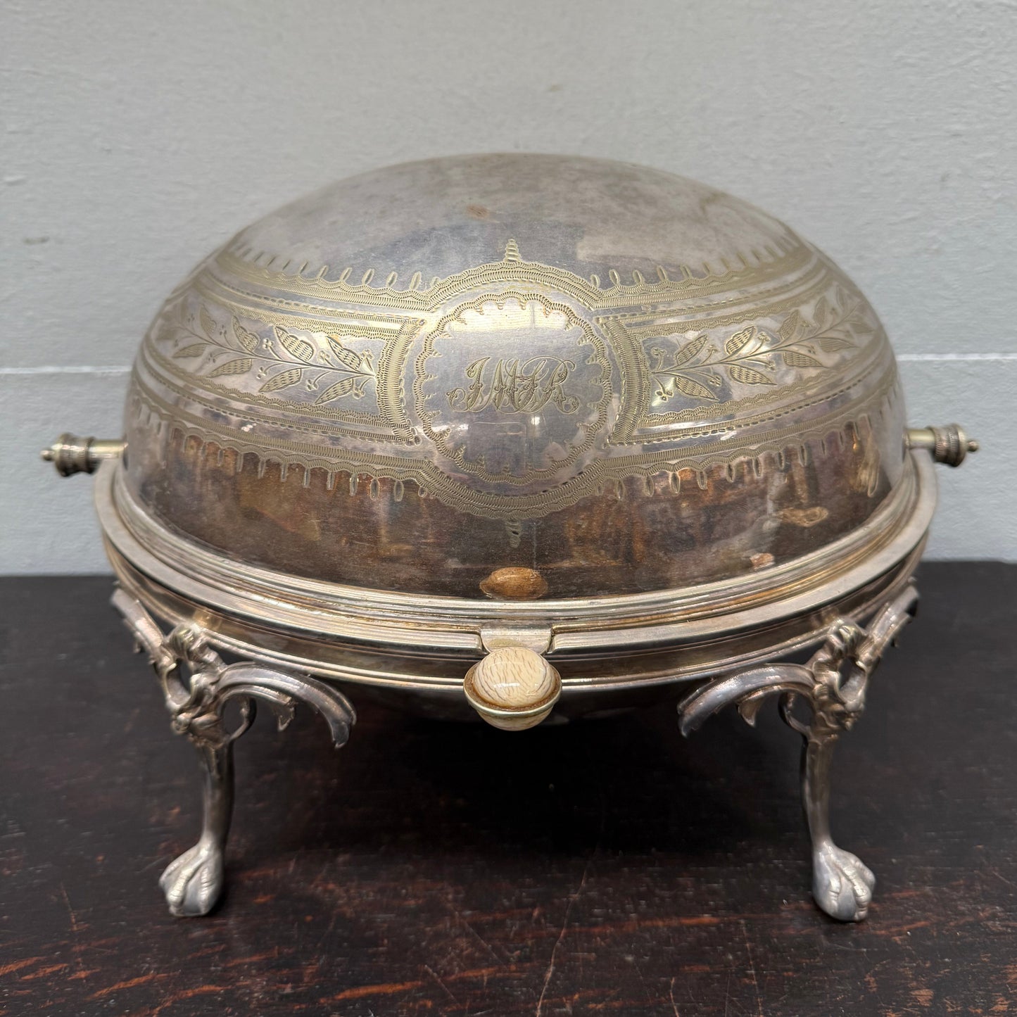 Victorian Top Quality Silver Plate Revolving Dome Top Buffet Server