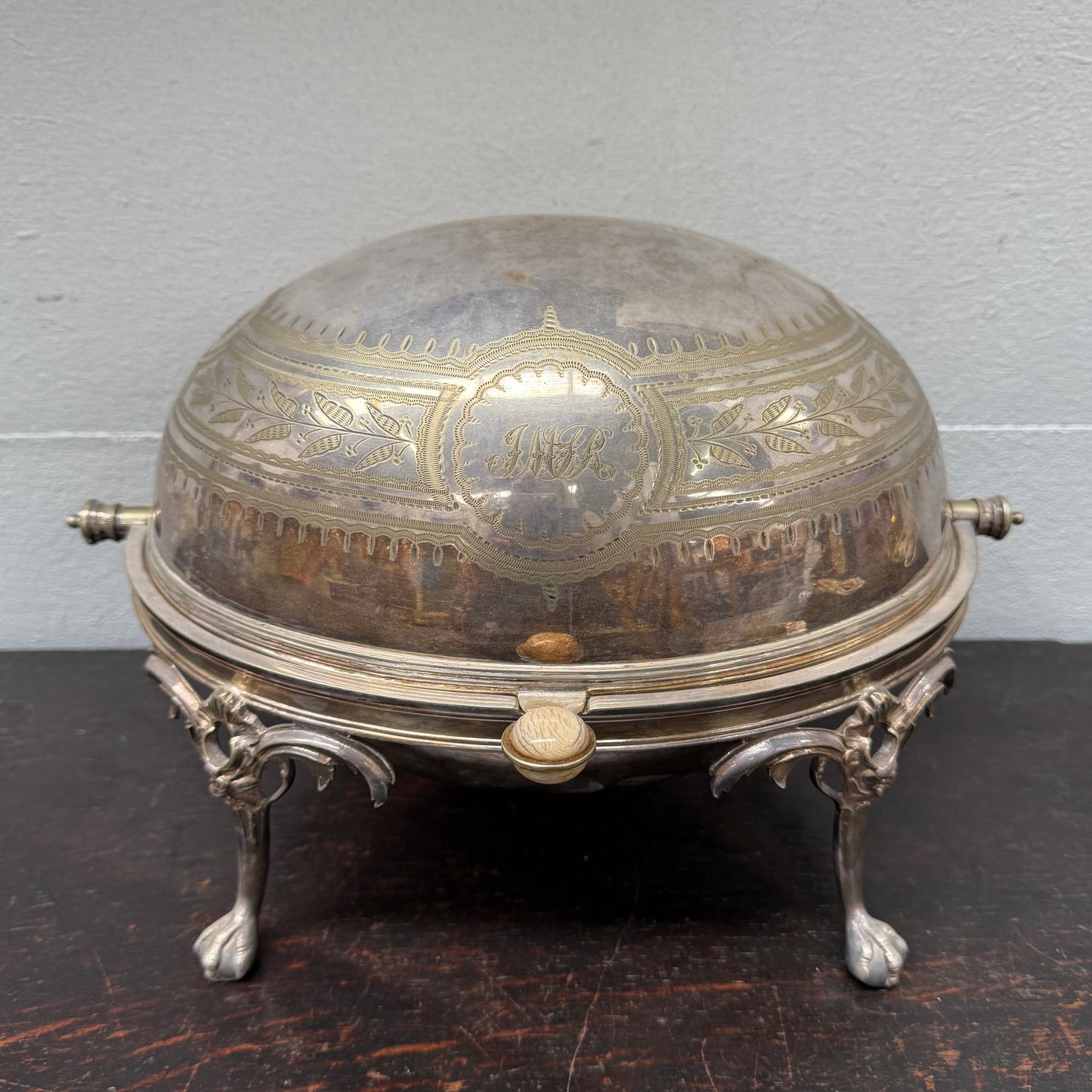 Victorian Top Quality Silver Plate Revolving Dome Top Buffet Server