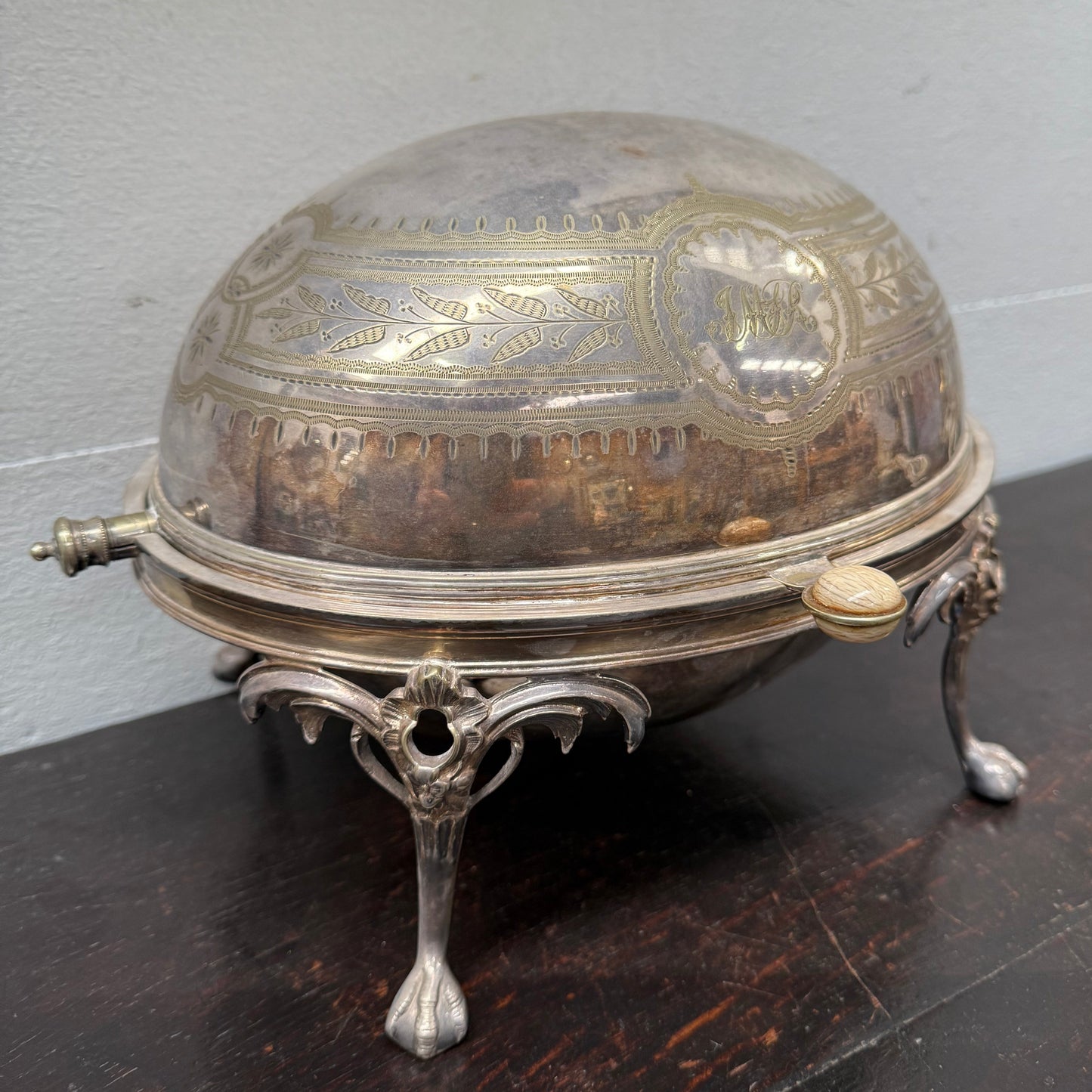 Victorian Top Quality Silver Plate Revolving Dome Top Buffet Server