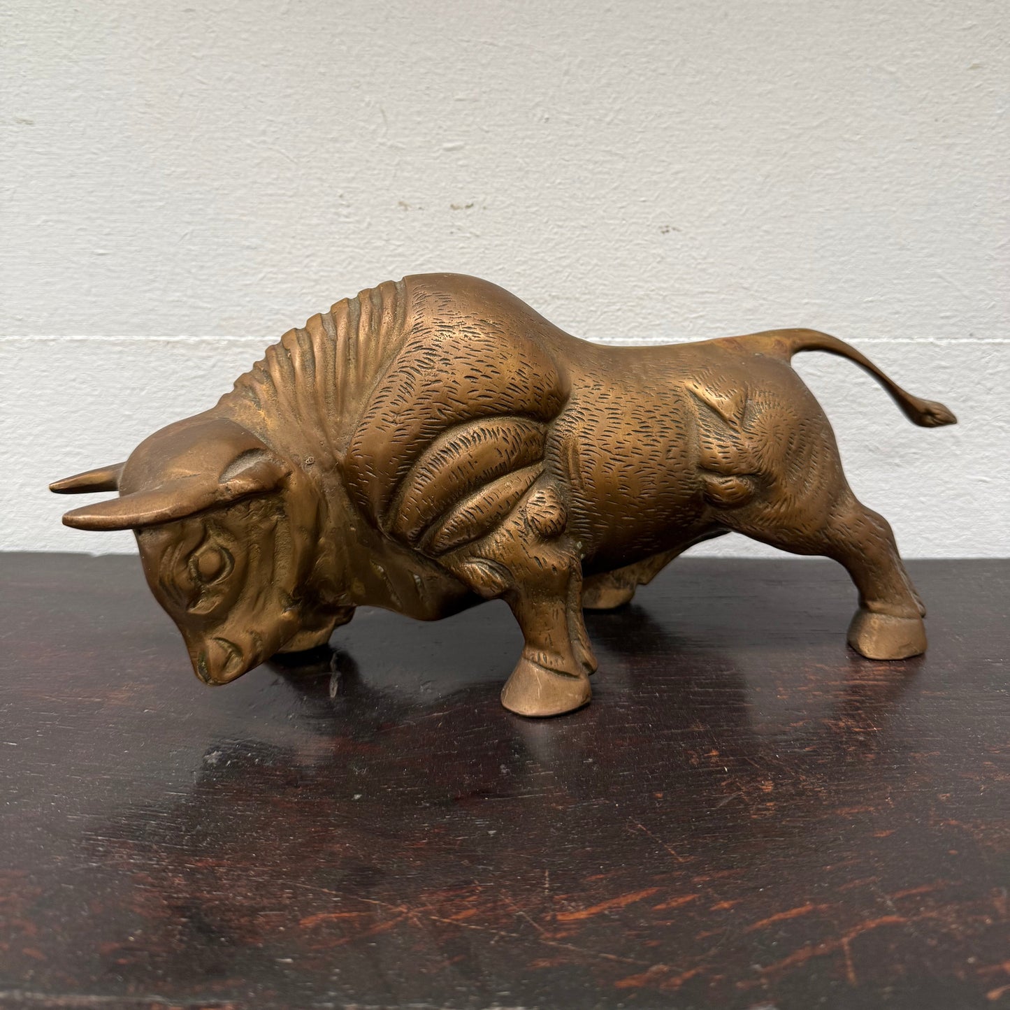 Vintage Bronze Bull With Great Detail