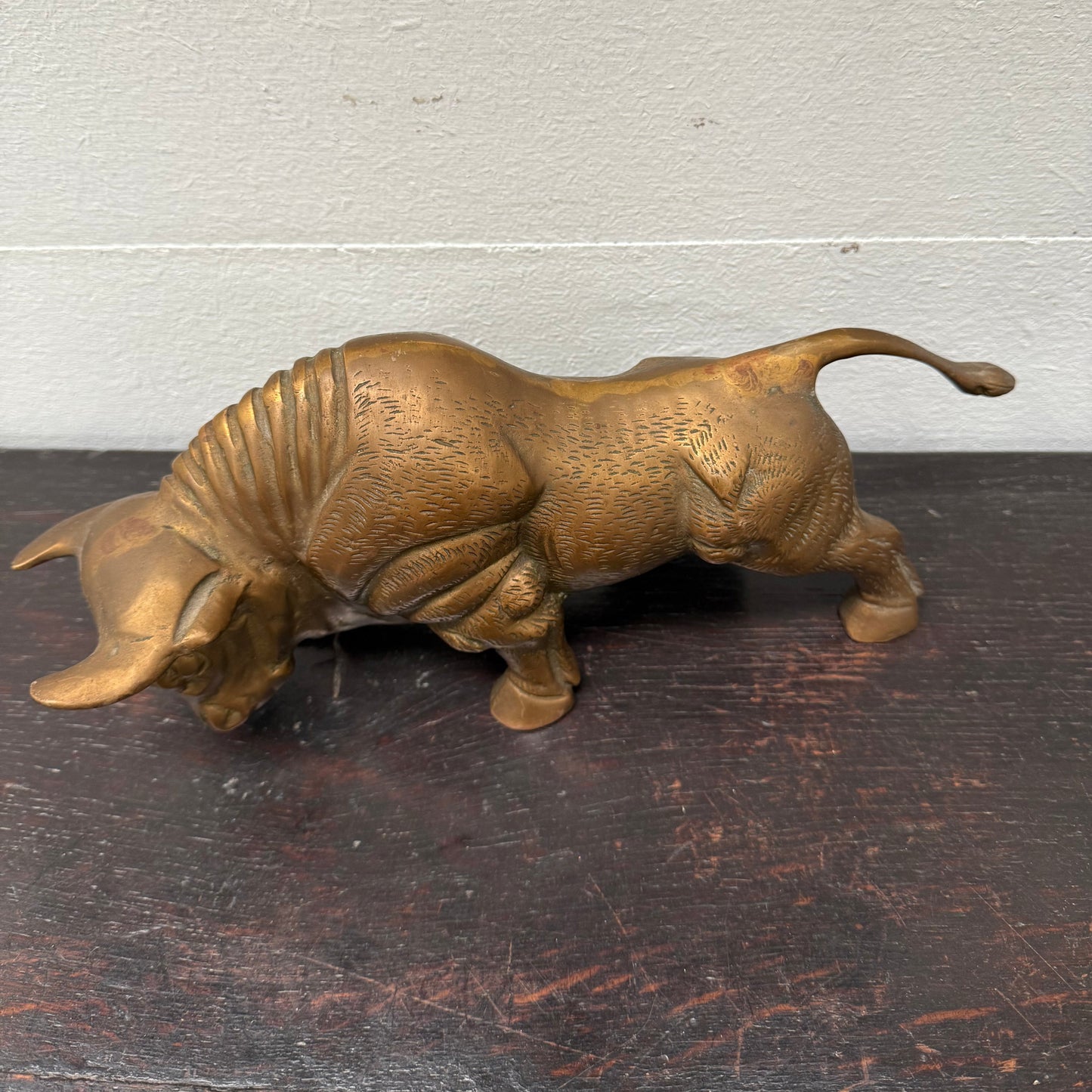 Vintage Bronze Bull With Great Detail