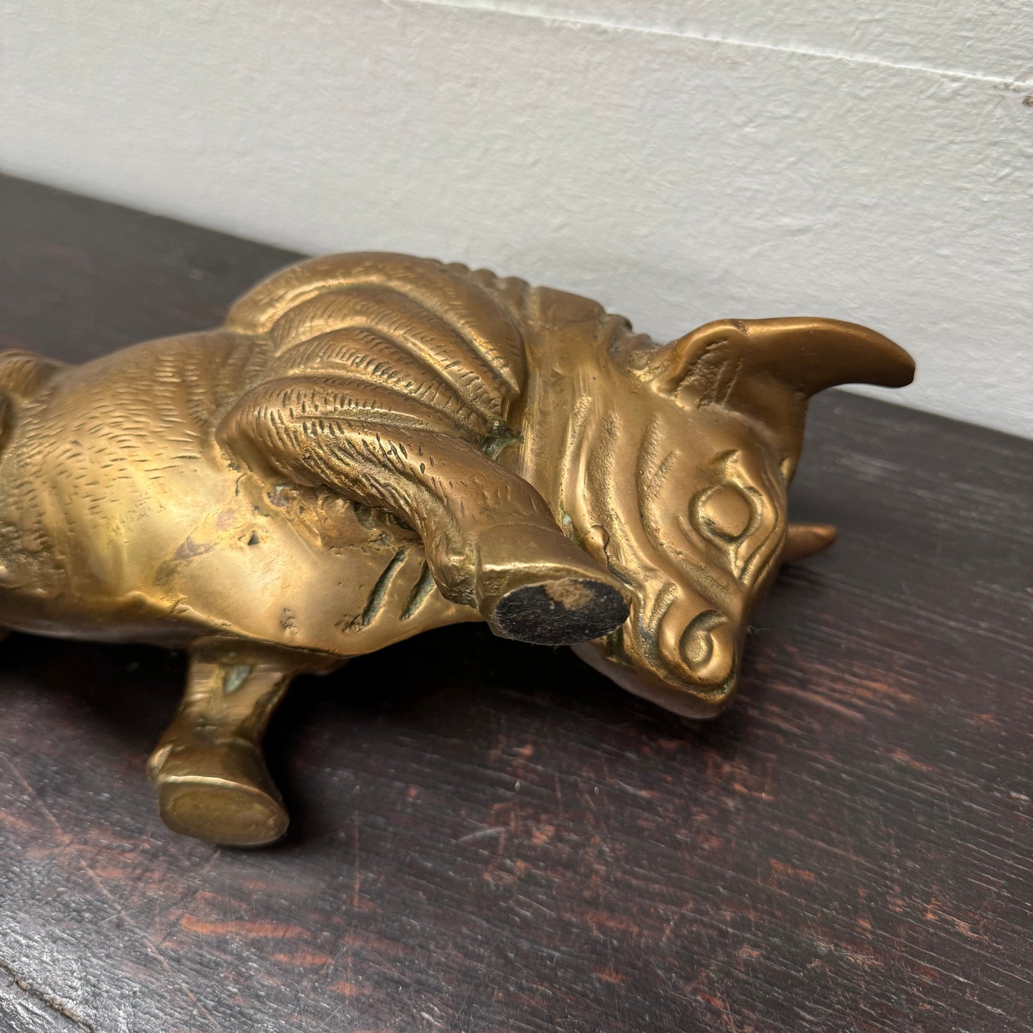 Vintage Bronze Bull With Great Detail