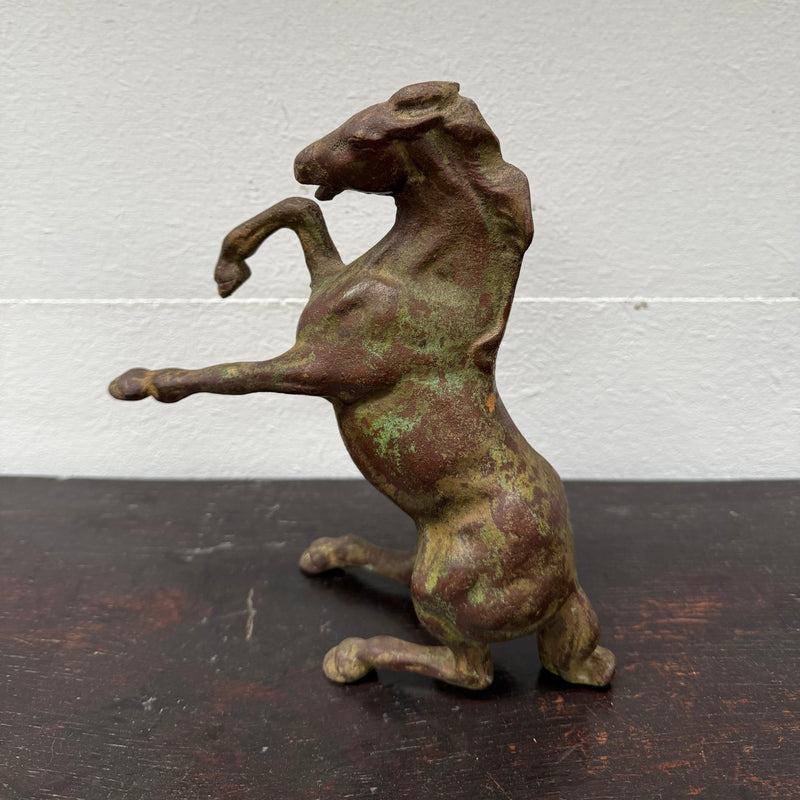 Vintage Patinated Bronze Rearing Horse