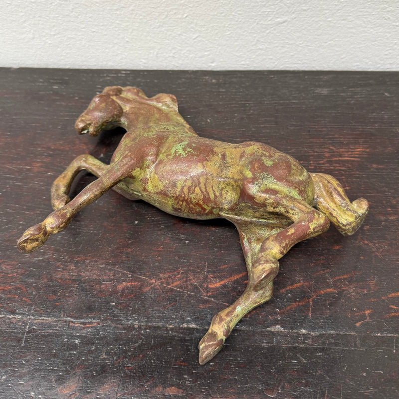 Vintage Patinated Bronze Rearing Horse