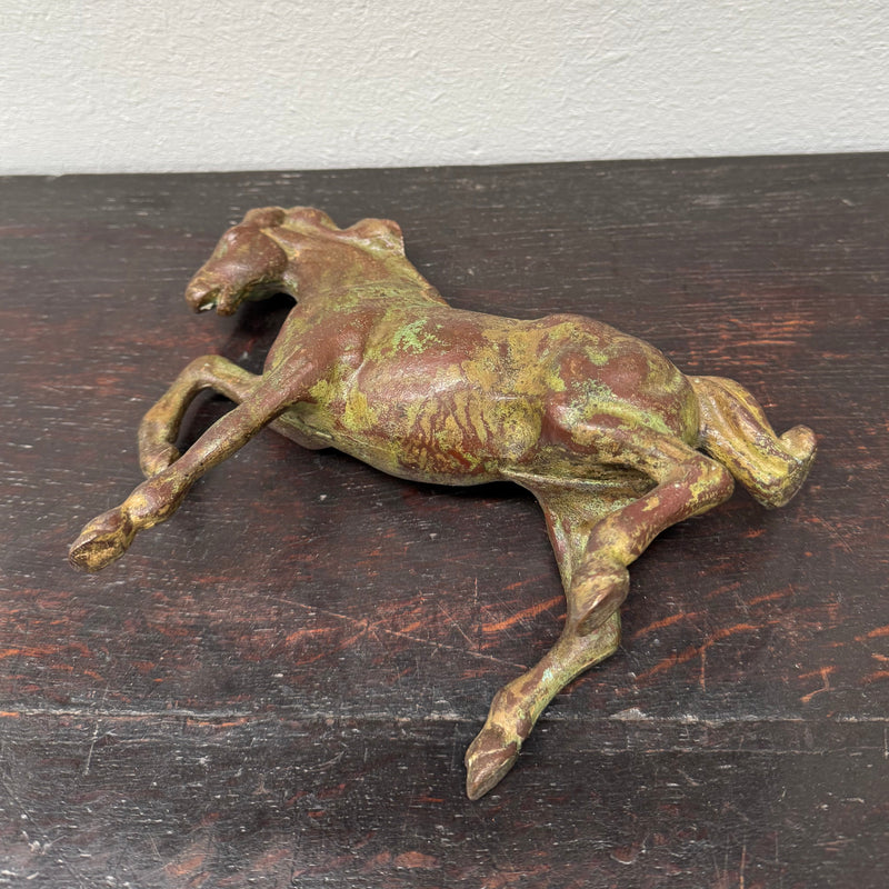 Vintage Patinated Bronze Rearing Horse