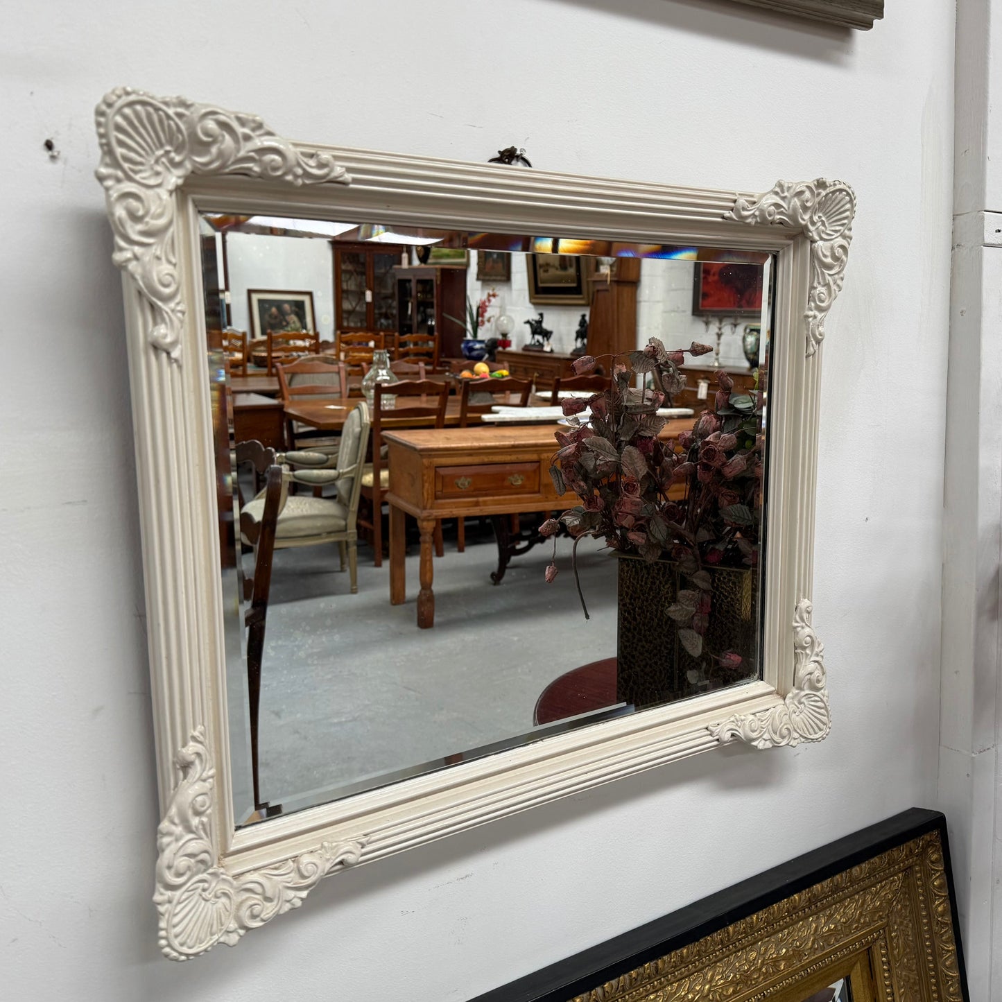 Vintage White Painted Mirror
