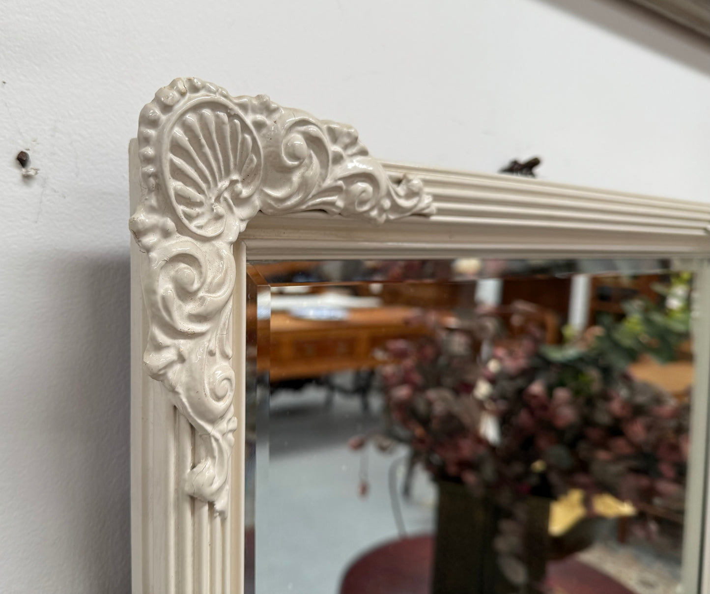Vintage White Painted Mirror