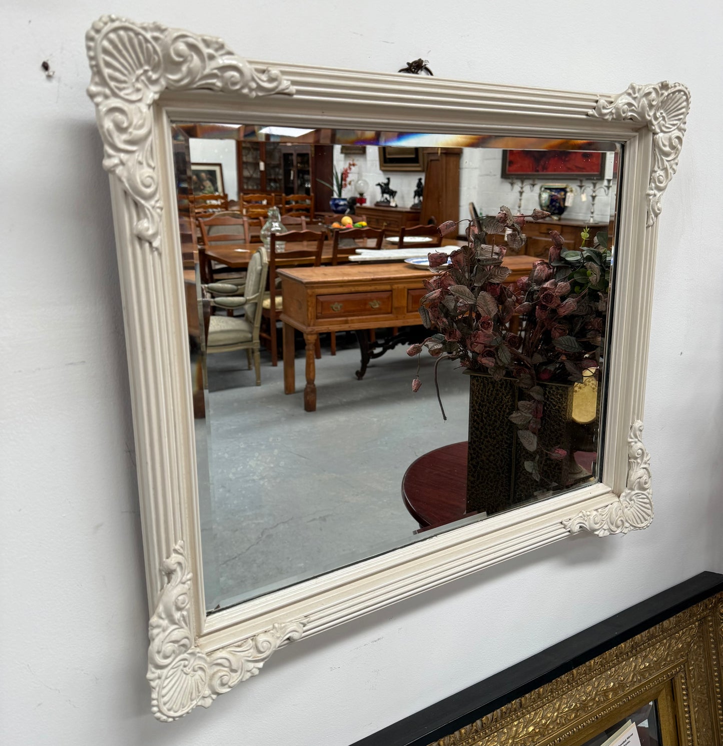 Vintage White Painted Mirror