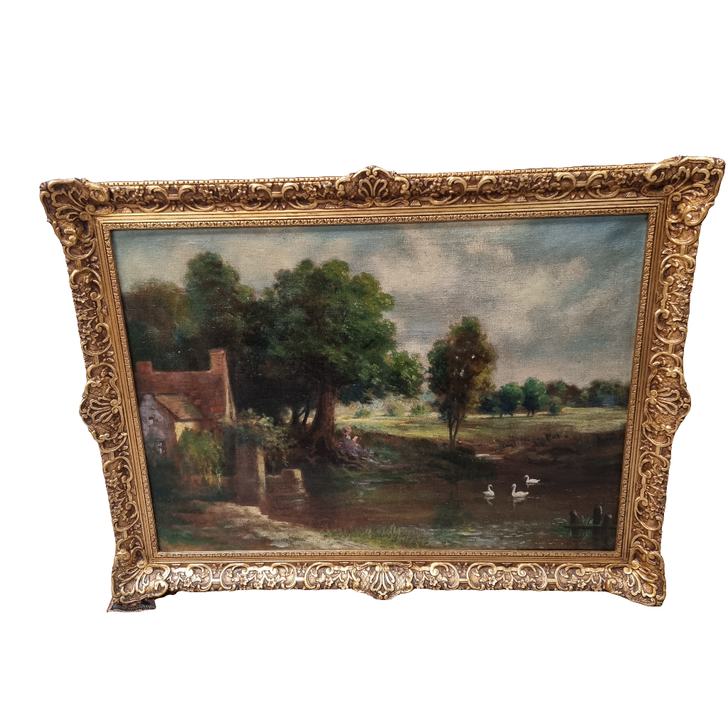 Antique Gilt Framed Signed Oil on Canvas