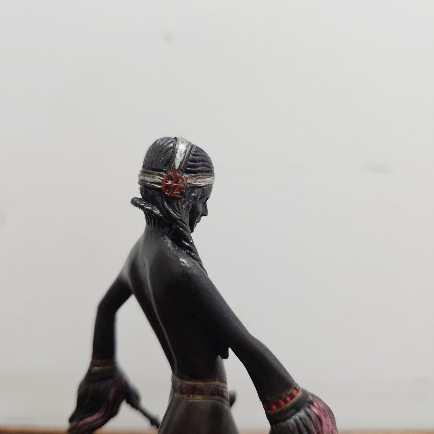 Small Art Deco Bronze Lady With 2 Borzoi Dogs