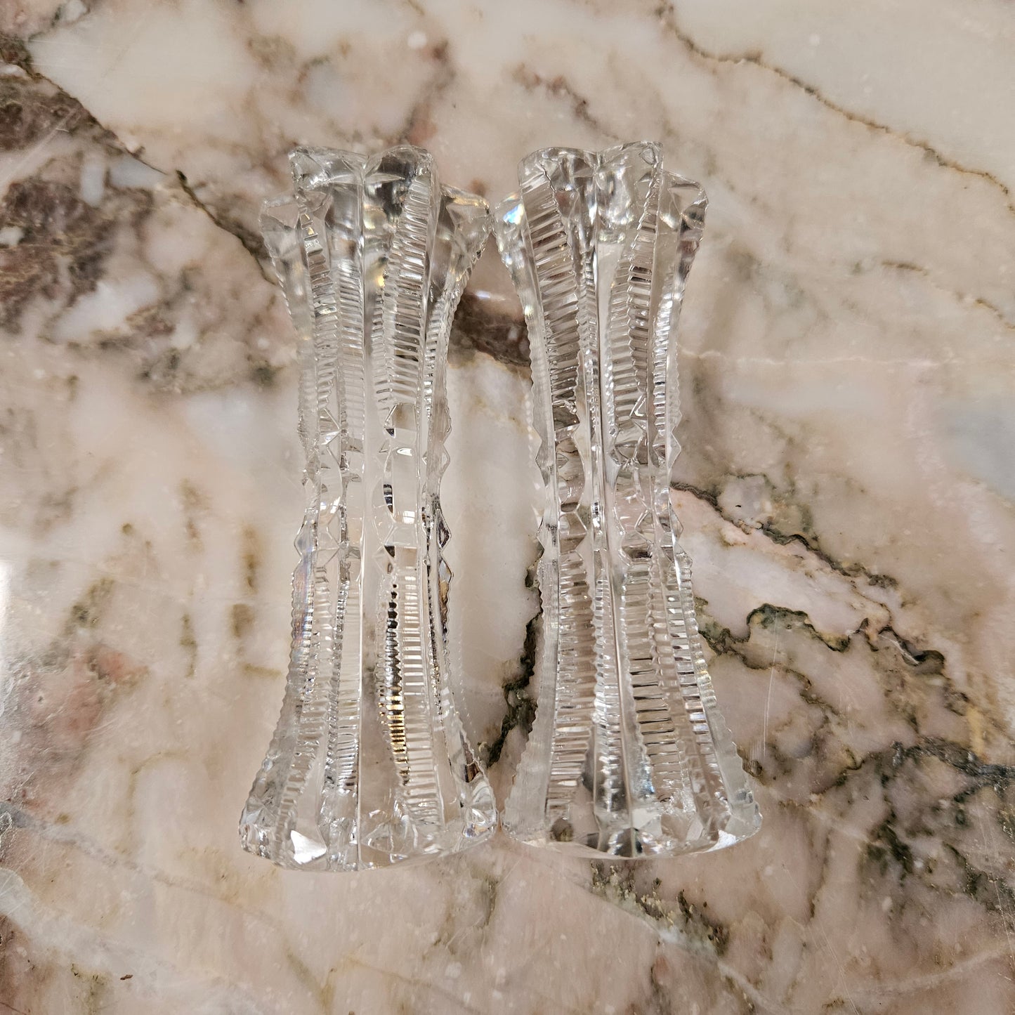 Pair Crystal Cut Knife/Spoon Rest