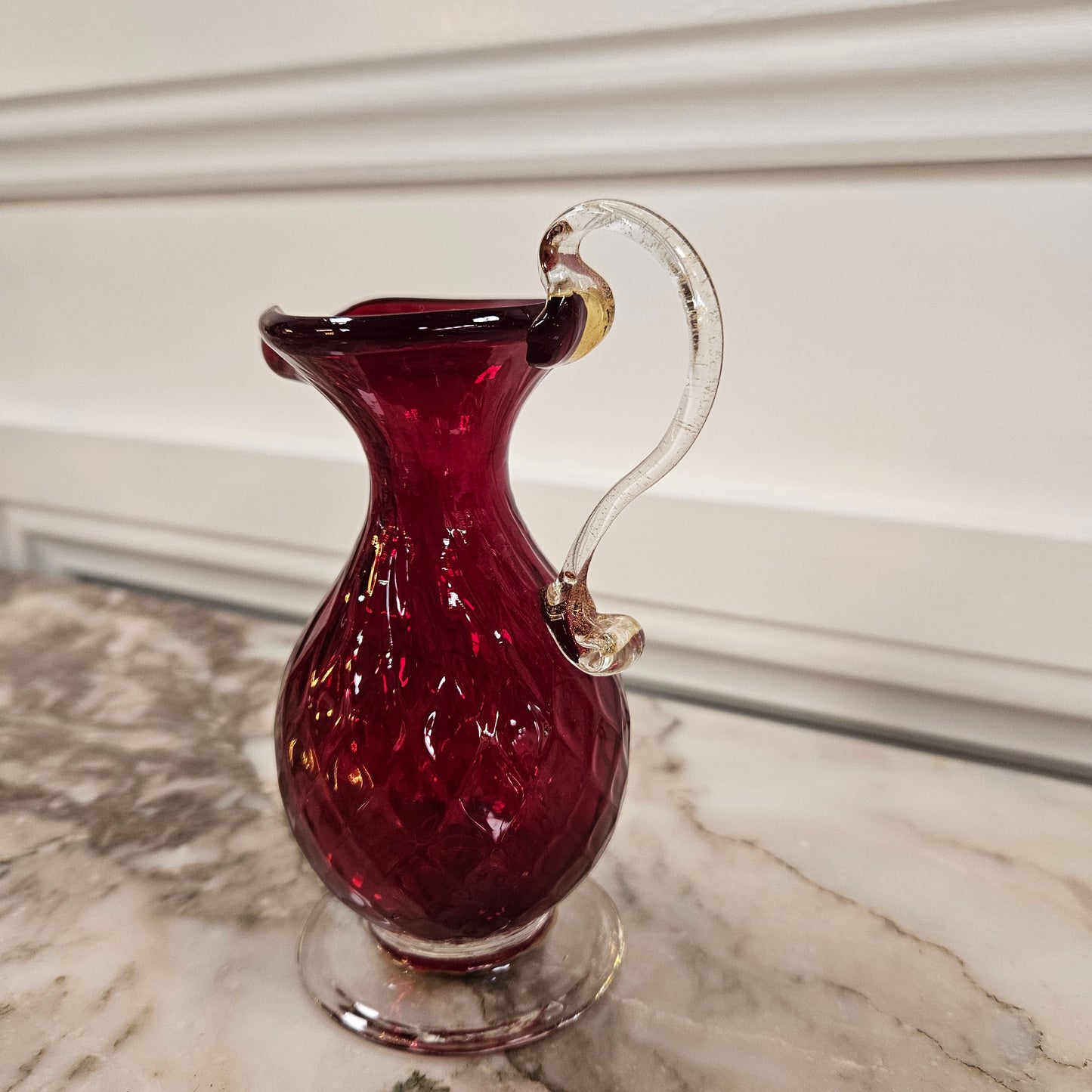 Vintage Venetian Ruby Glass Jug/Vase