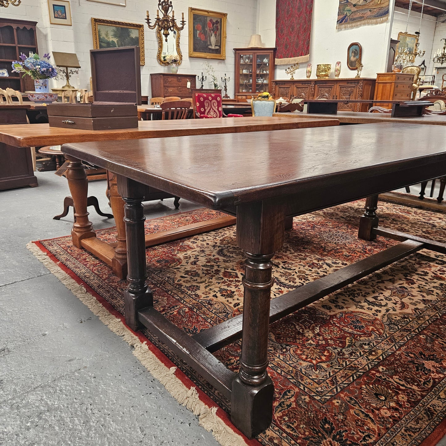 Dark Oak French Pedestal Base Dining Table